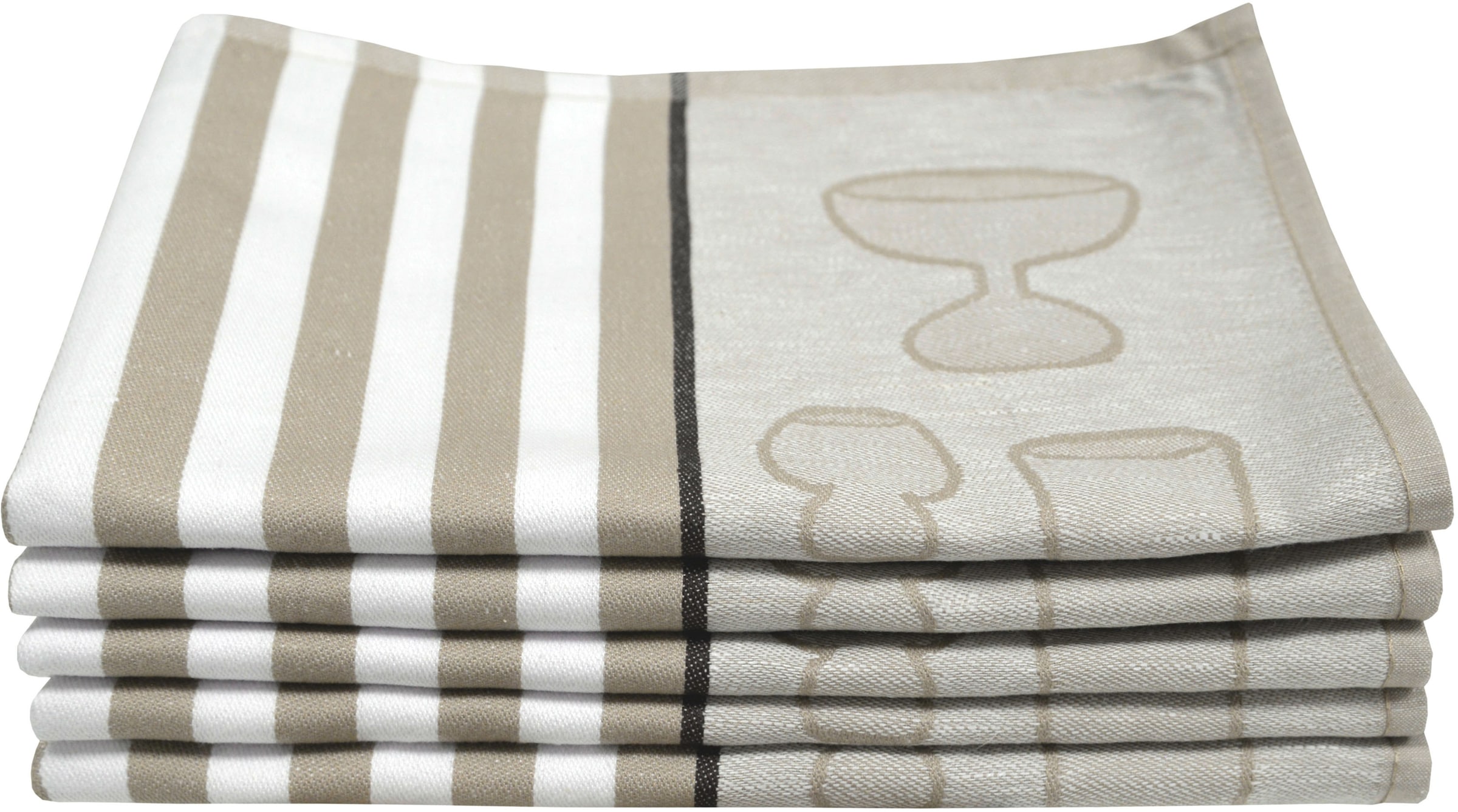 Dyckhoff Geschirrtuch »Gläser / Halbleinen« mit Gläser & Streifen Motiv, Masse je Tuch ca. 50x70 cm