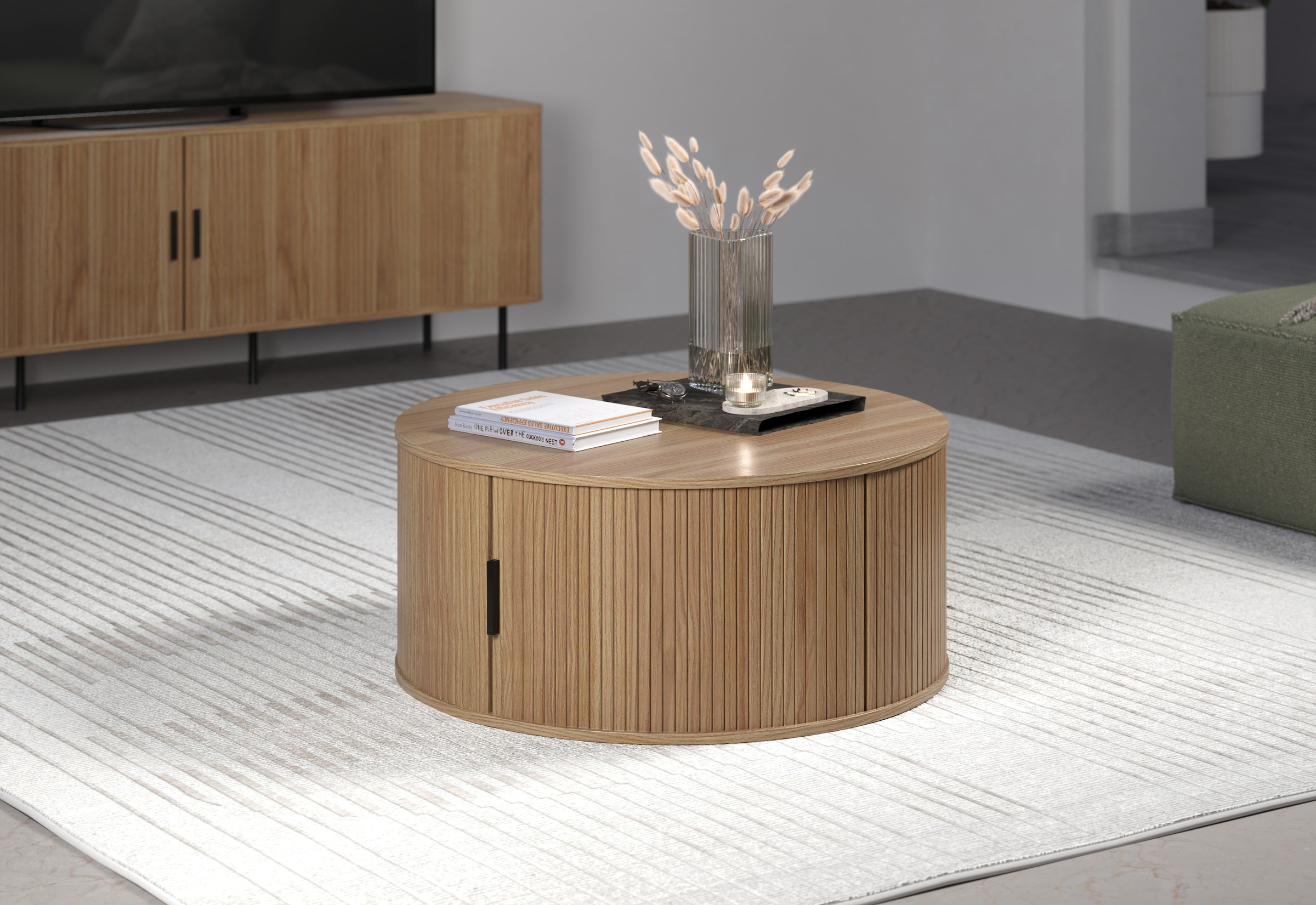 INOSIGN Couchtisch »Ronda«, (1 St.), Runder Sofatisch mit Stauraum - Masse (B/T/H) 80/80/36 cm