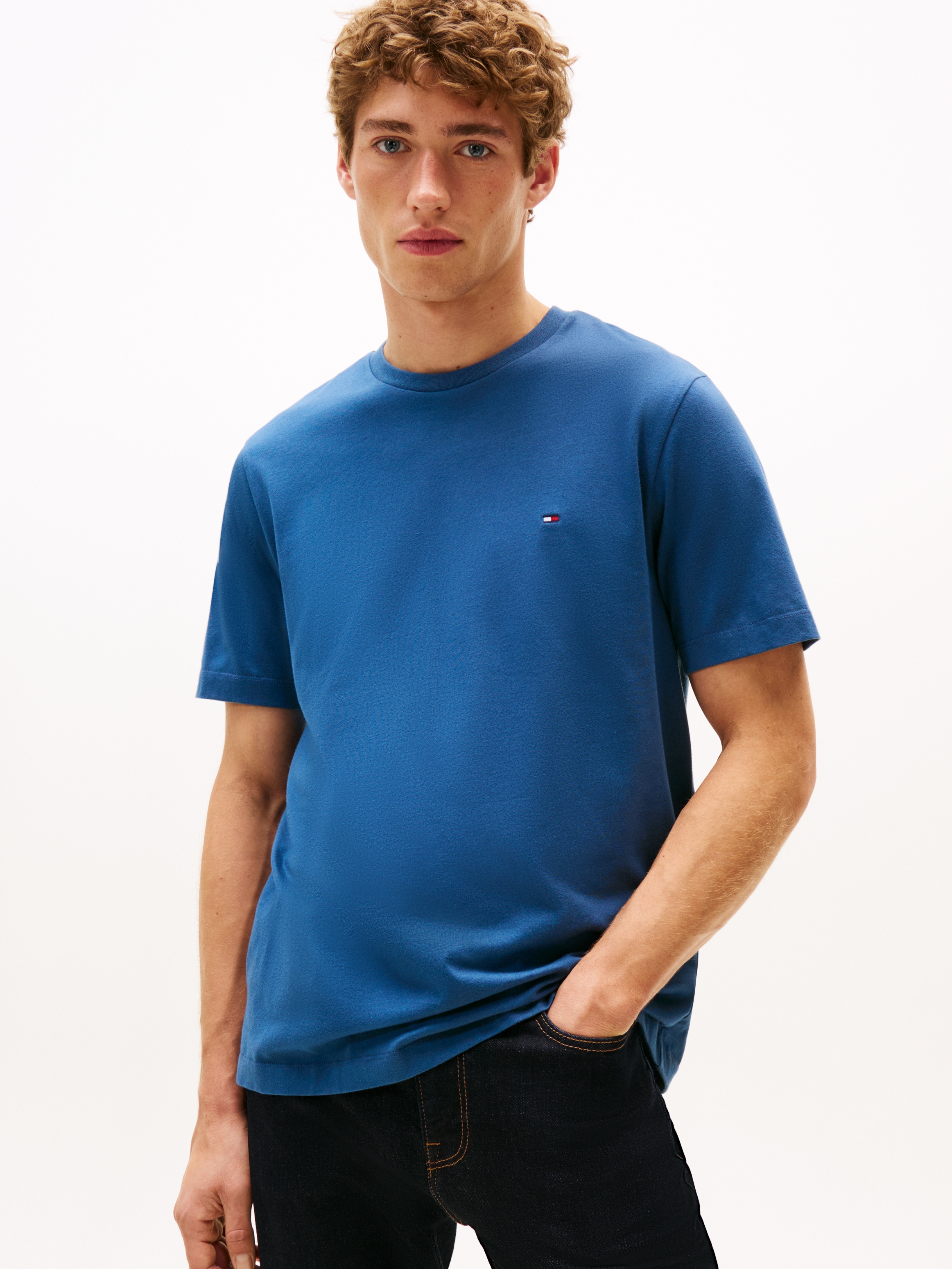 Image of Tommy Hilfiger T-Shirt "ESSENTIAL REGULAR FIT SOLID mit Stickerei" unifarben, casual, Baumwolle, Rundhals
