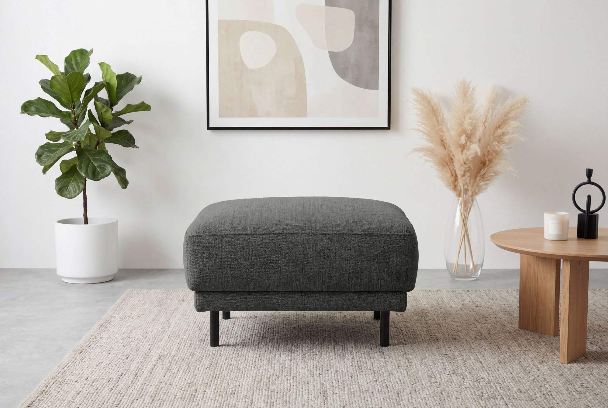 GOODproduct Polsterhocker »Sveeva, 73x57 cm, schwarze Metallfüsse« langlebiger Webstoff, viele Farben zur Auswahl
