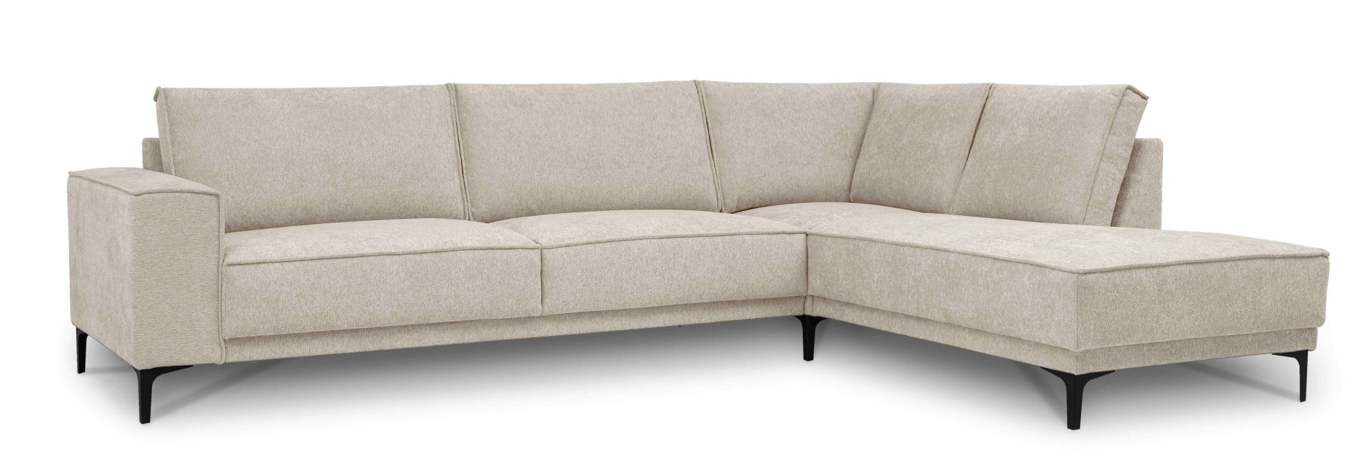 Places of Style Ecksofa »Polsterecke Oland, Struktur, Flachgewebe, Luxus-Microfaser, Boucle«, L-Form, 289 cm, Wellenunterfederung, Skandi-Design, Metallfüsse