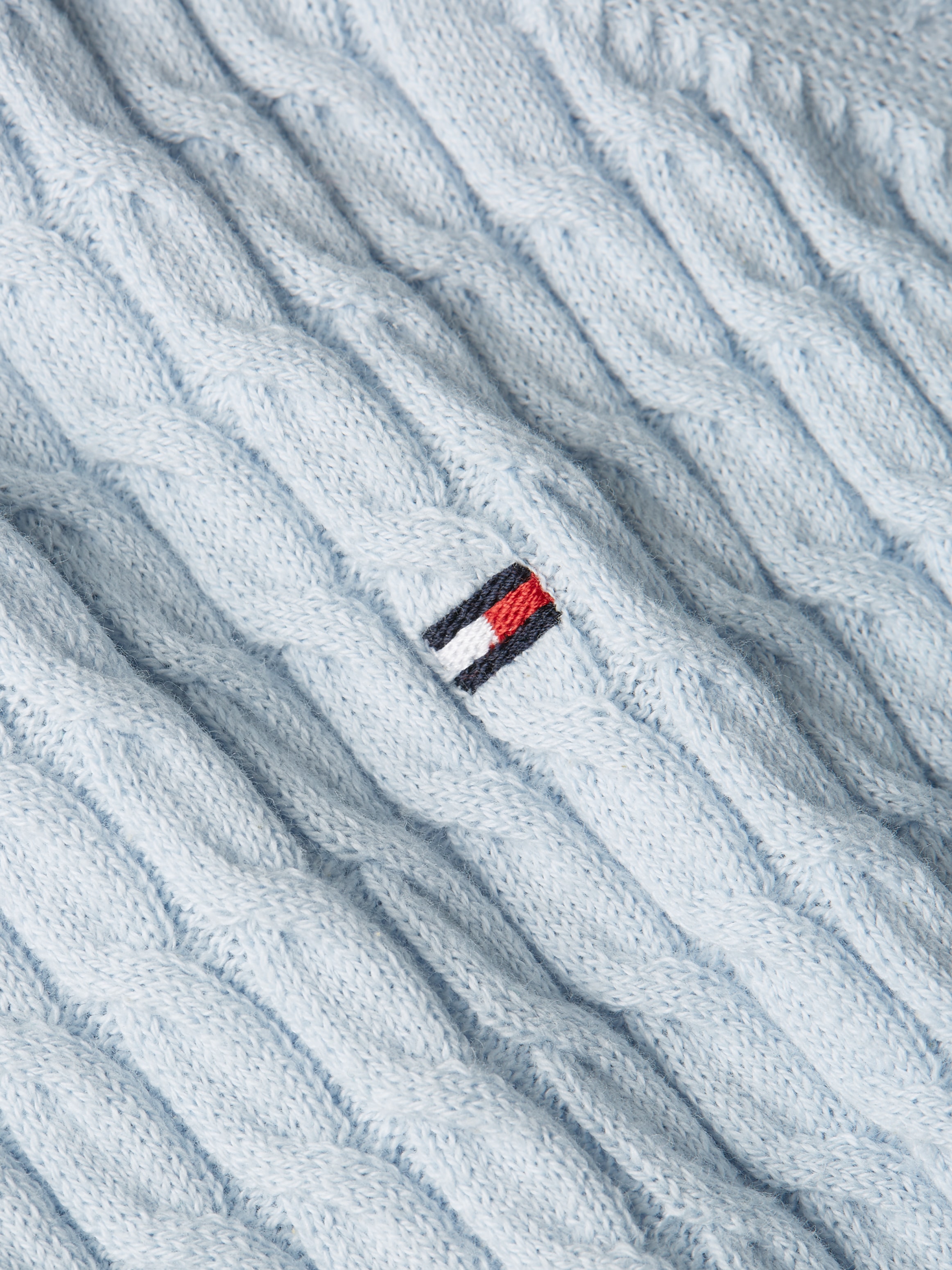 Tommy Hilfiger Rundhalspullover »CO CABLE C-NK SWEATER«, mit Zopfmuster