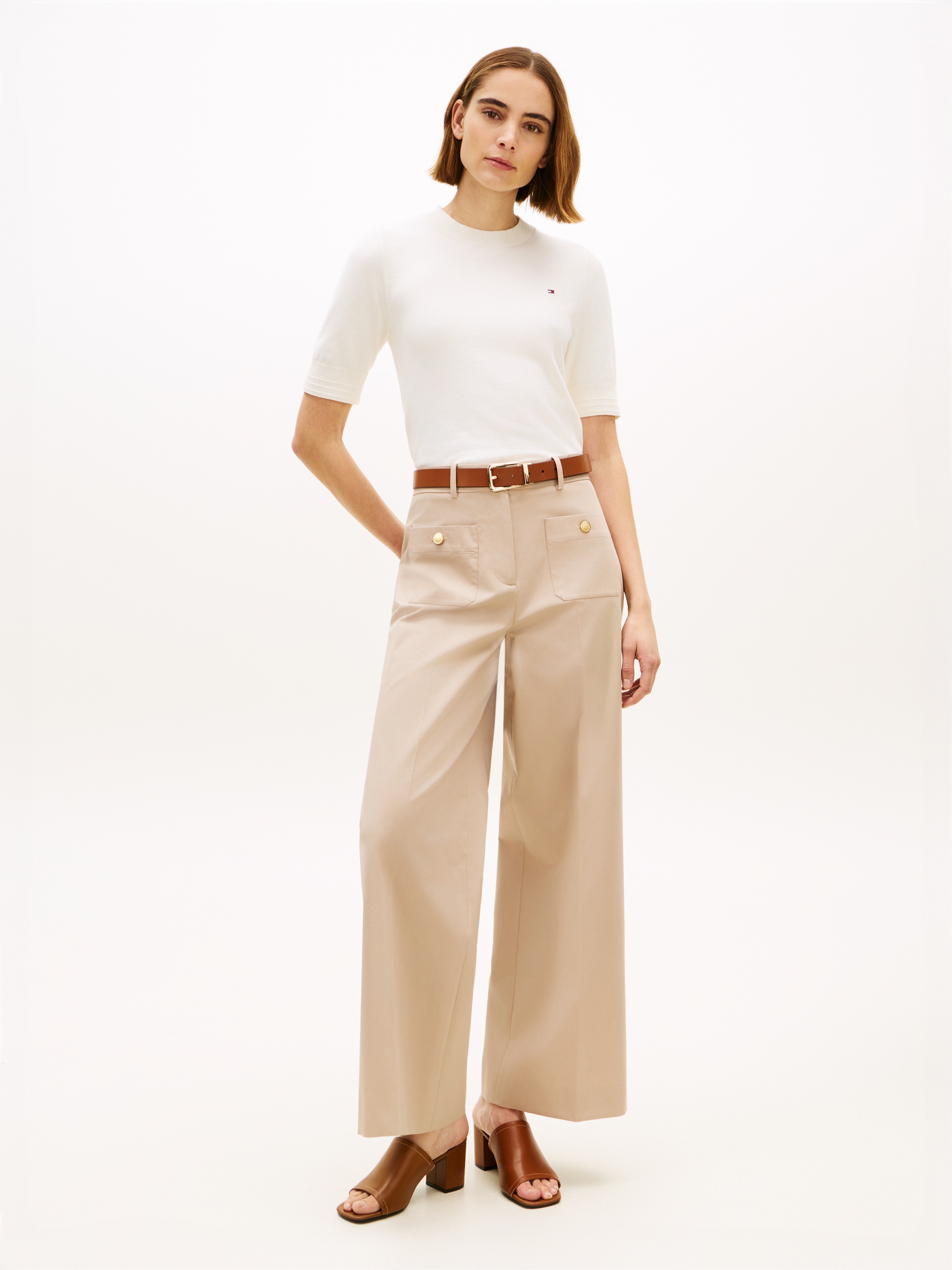 Tommy Hilfiger Chinos »PREPPY COTTON WIDE LEG CHINO«  avec plis repassés, taille mi-haute