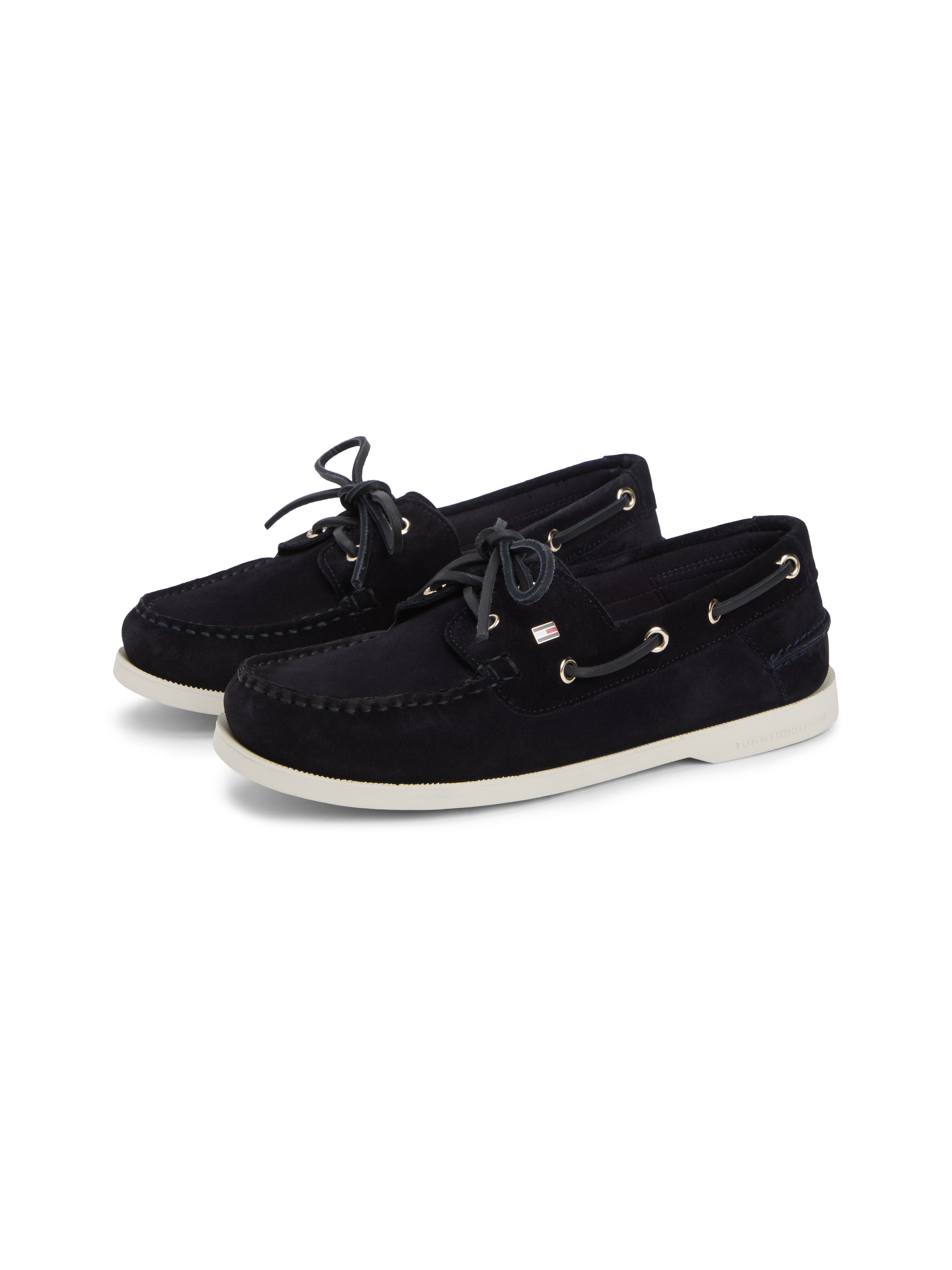 Image of Tommy Hilfiger Bootsschuh "HILFIGER SUEDE BOAT SHOE" Freizeitschuh, Halbschuh, Schnürer mit modischen Durchzügen