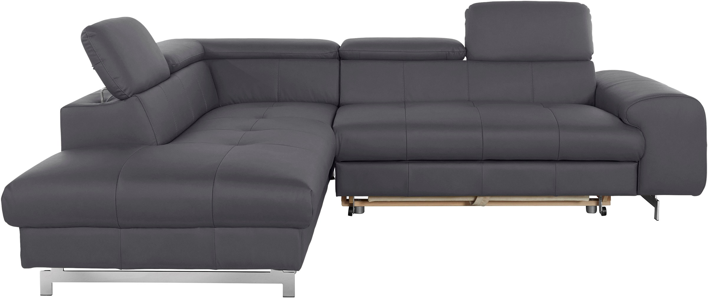 COTTA Ecksofa »Chef L-Form«, mit Kopfteilverstellung, edle Metallkufen, wahlweise mit Bettfunktion