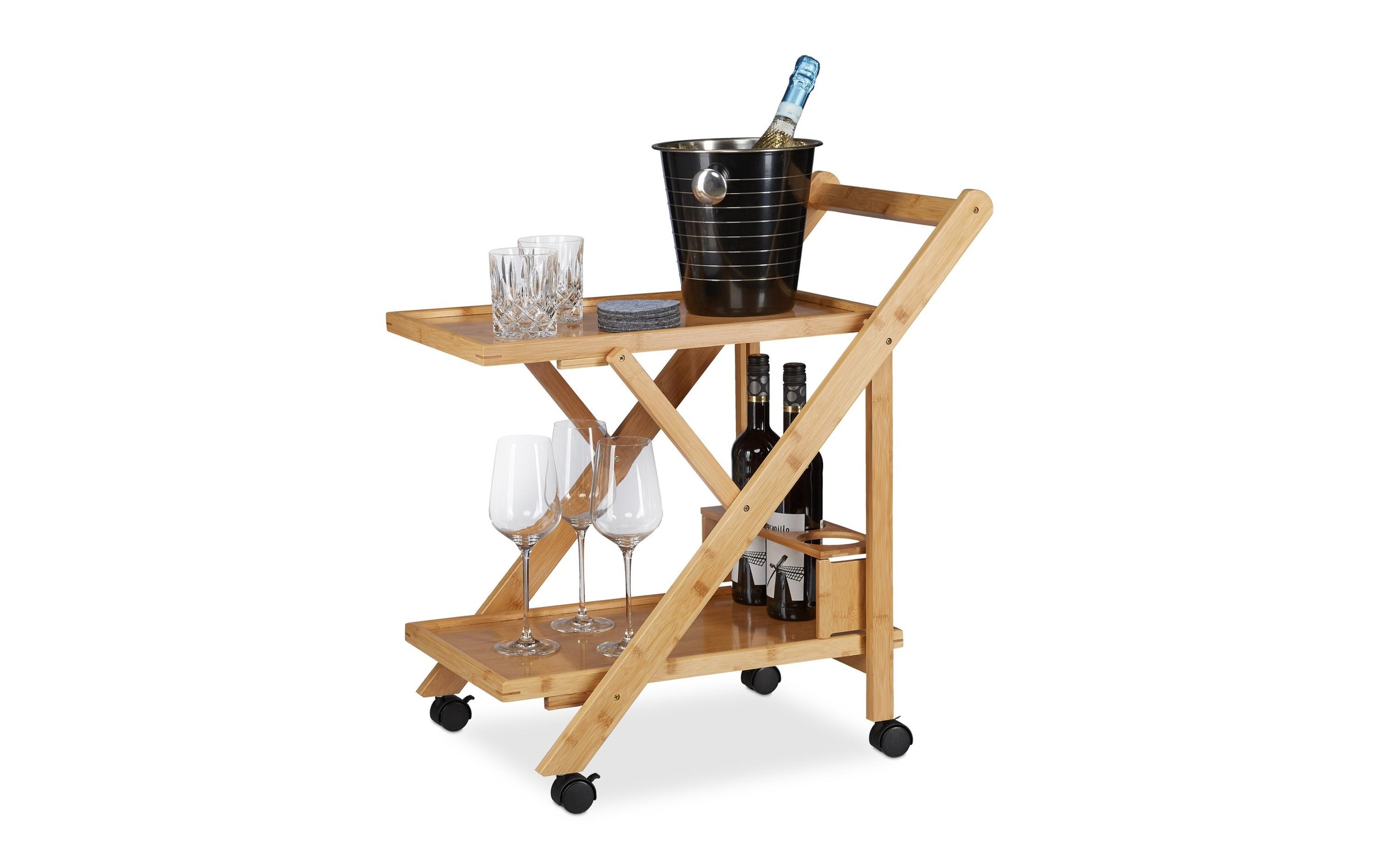 Image of relaxdays Servierwagen "klappbar mit 2 Ablagen 70 x 40.5 x 65 cm"