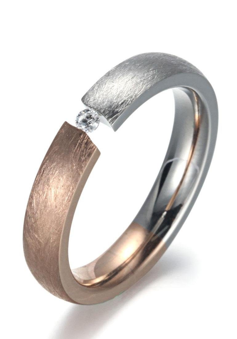 Image of Firetti Fingerring »4,0 mm, Matt-Glanzoptik, bicolor«, mit Zirkonia bei Ackermann Versand Schweiz