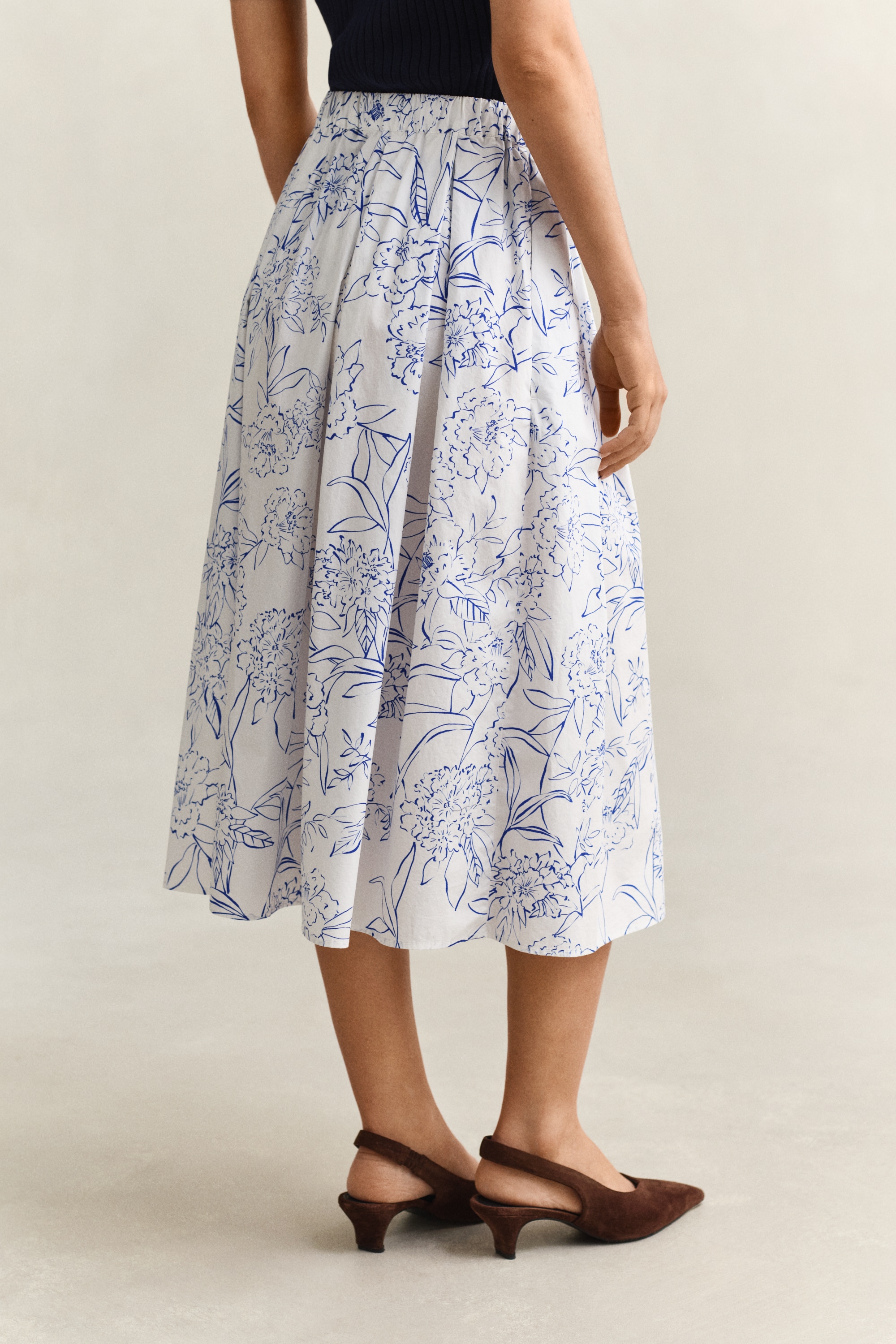Gant Jupe midi »FLORAL PRINT PULL ON SKIRT« geblümt, mittlere Leibhöhe