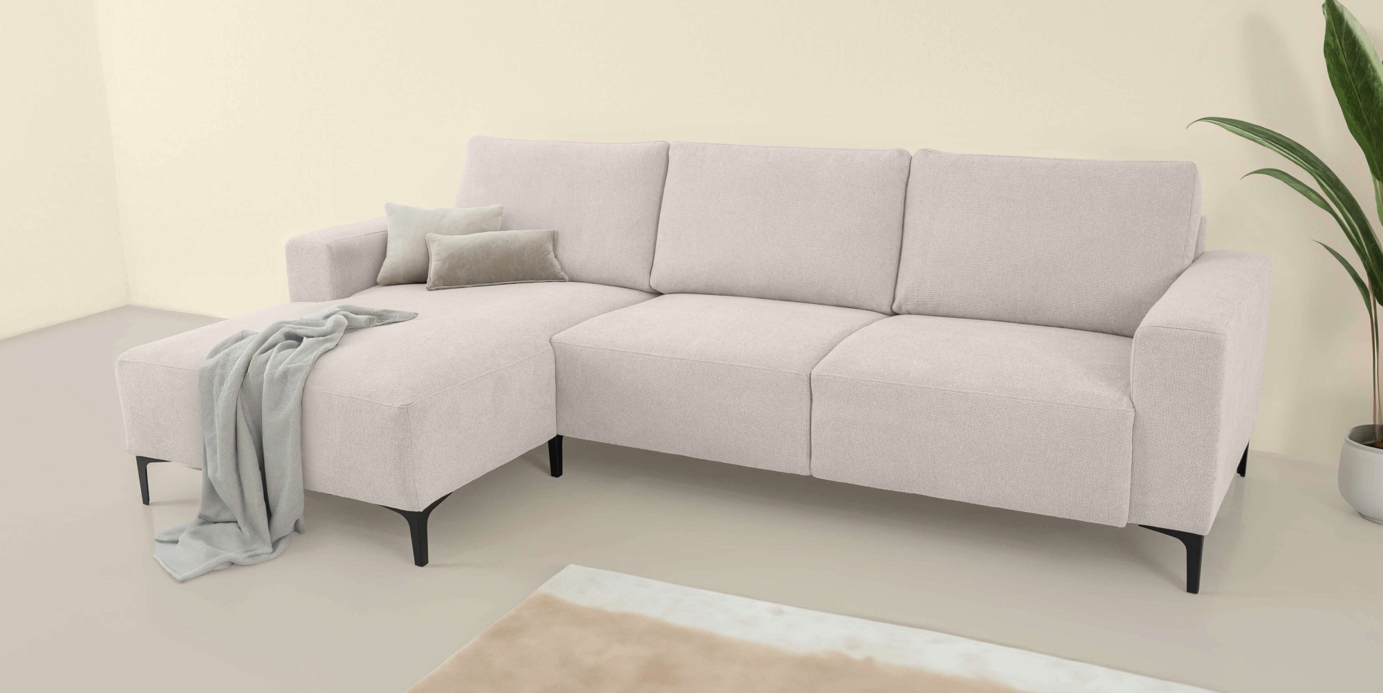 Home affaire Ecksofa »Tournon, L-Form, Breite 262 cm, Webstoff, Chenille«, Designsofa im nordischen Stil, Wellenunterfederung, Metallfüsse