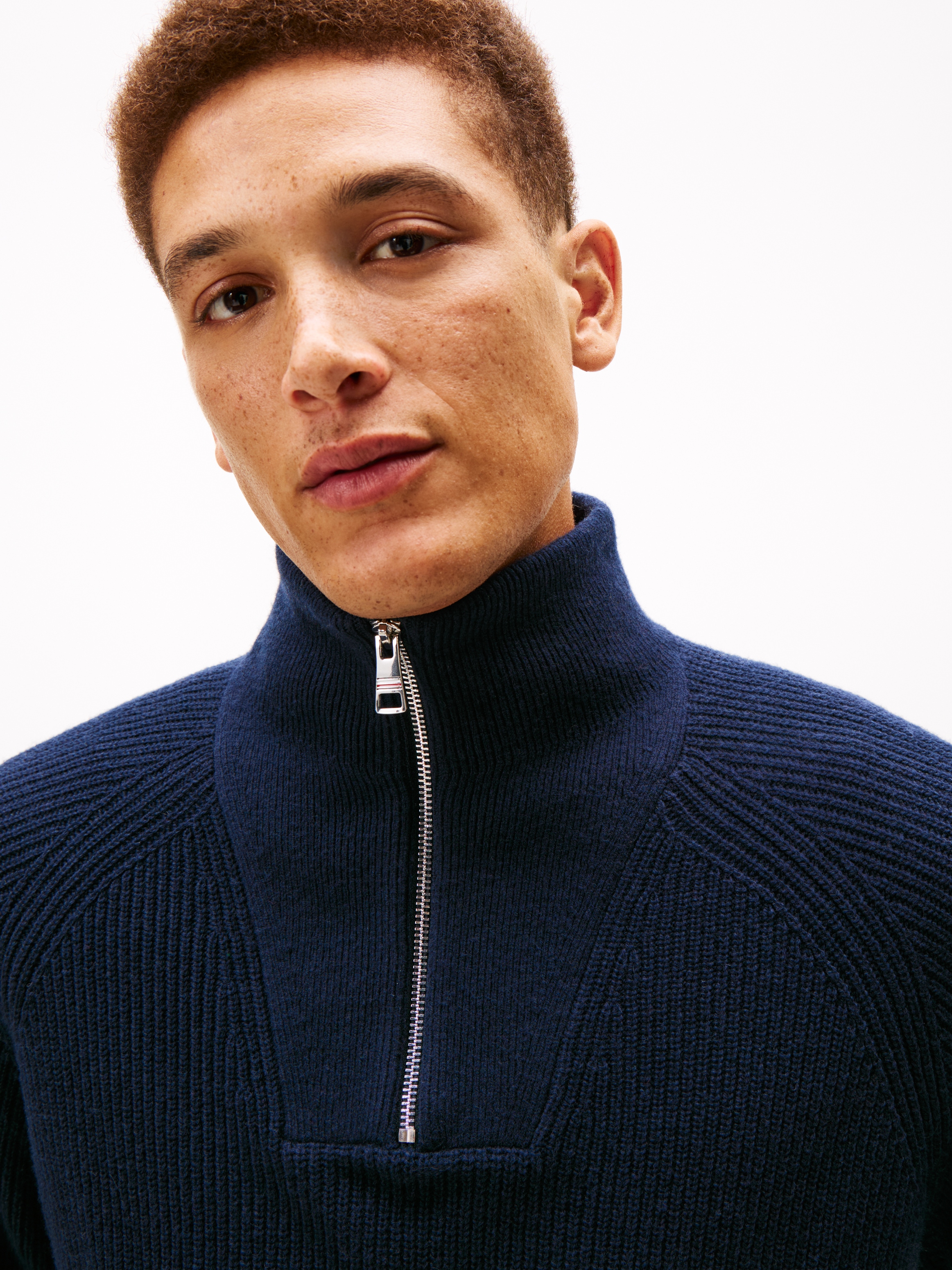 Tommy Hilfiger Troyer »FISHERMAN RIB ZIP MOCK« relaxed fit, Stehkragen mit Reissverschluss