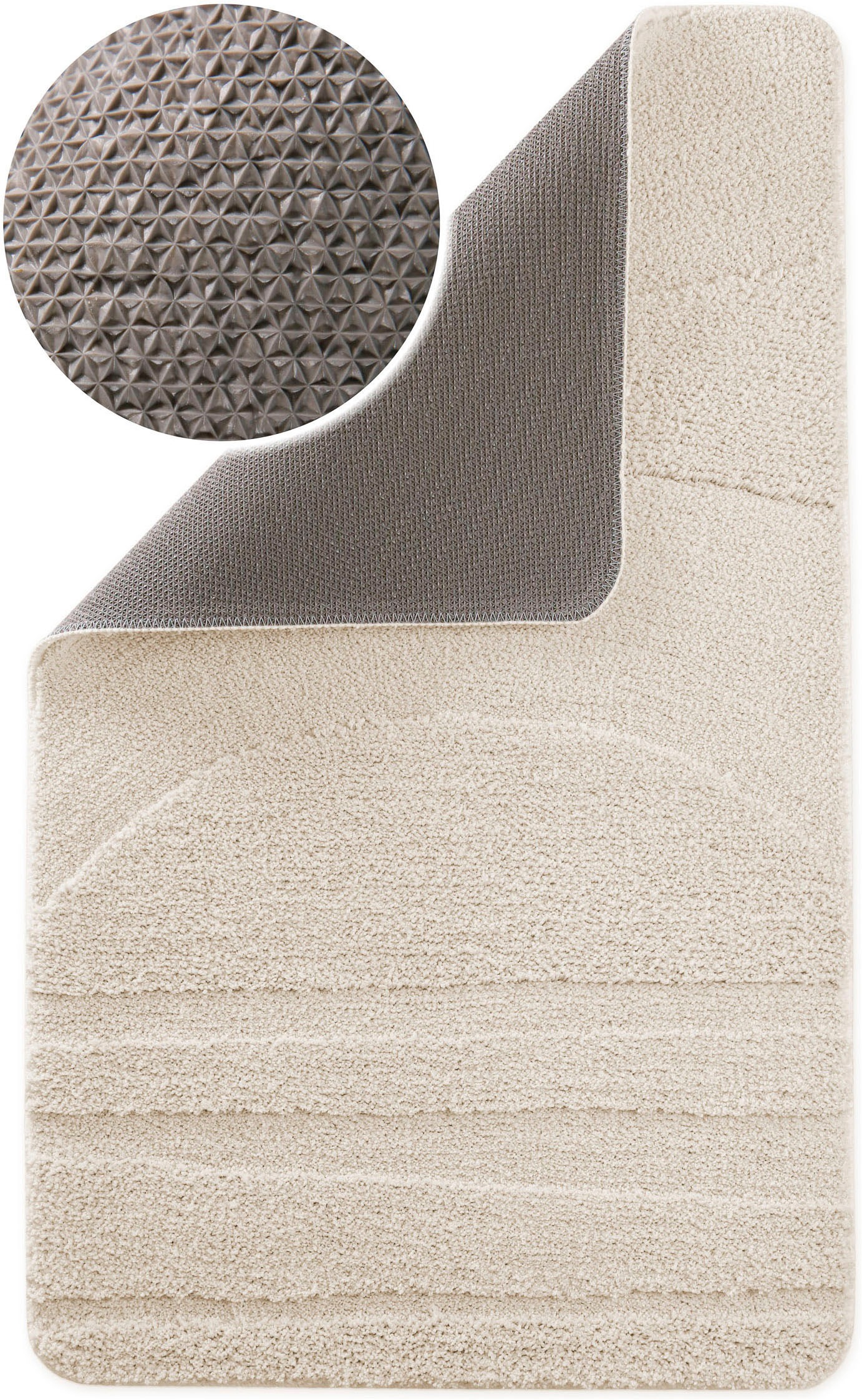 Wecon home Tapis de bain »Marc« Höhe 25 mm revêtement antidérapant Séchage rapide Tapis de bain, lignes en relief, doux, antidérapant, lavable, touffeté