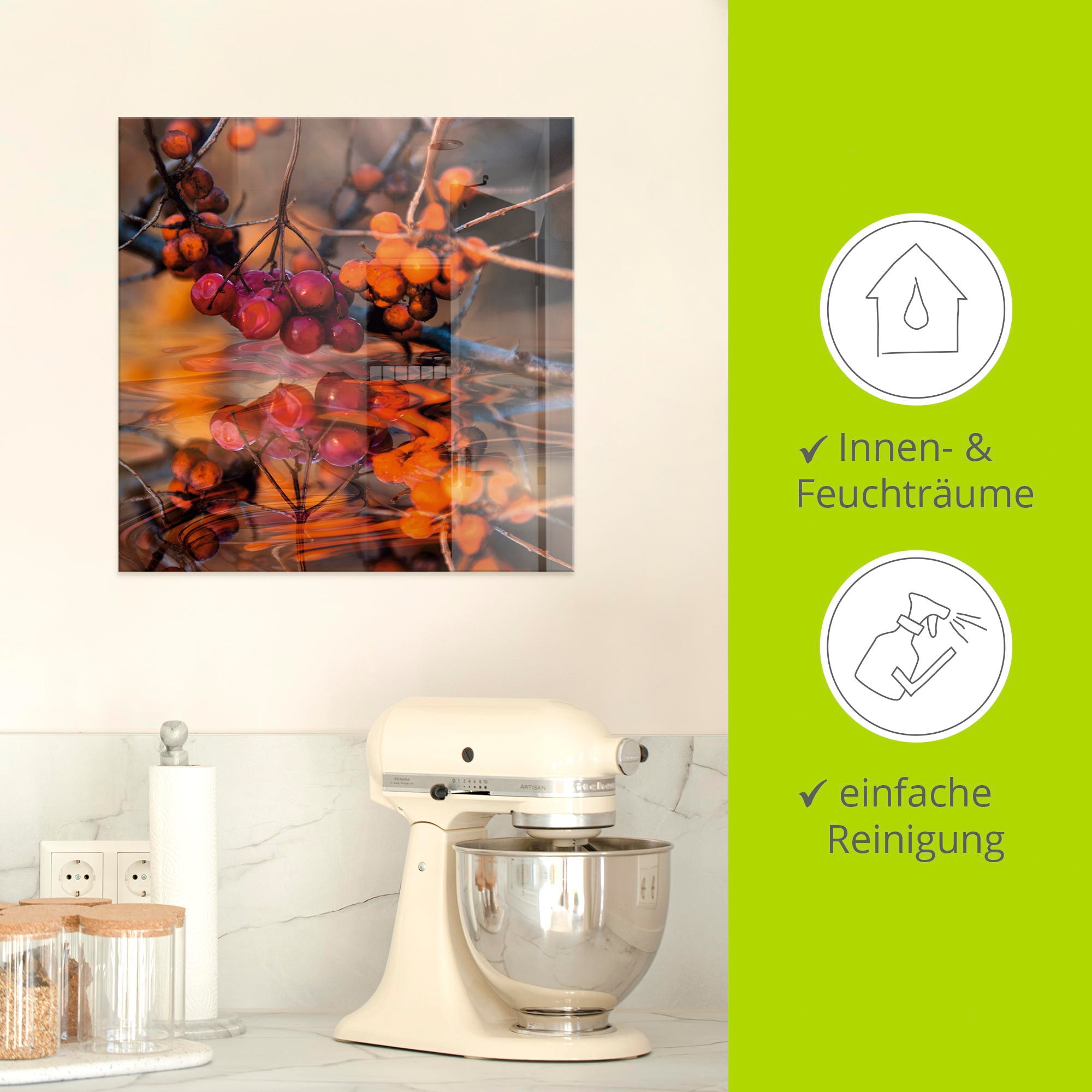 Artland Glasbild »Rote Beeren - Wildbeeren«, Pflanzen, (1 St.), in verschiedenen Grössen