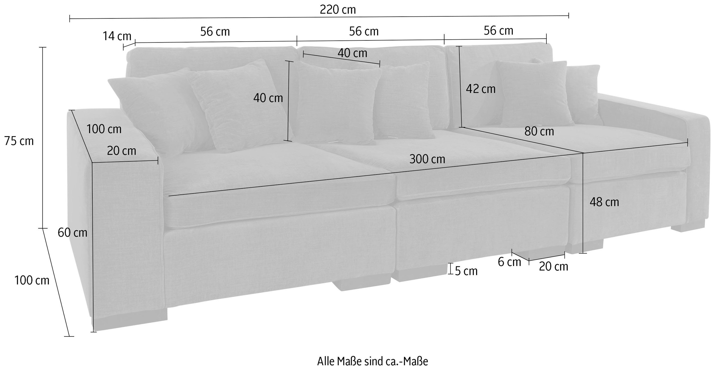 Home affaire 3-Sitzer »Skara«, Lounge-Sofa mit Federkernpolsterung, in vielen Bezugsvarianten