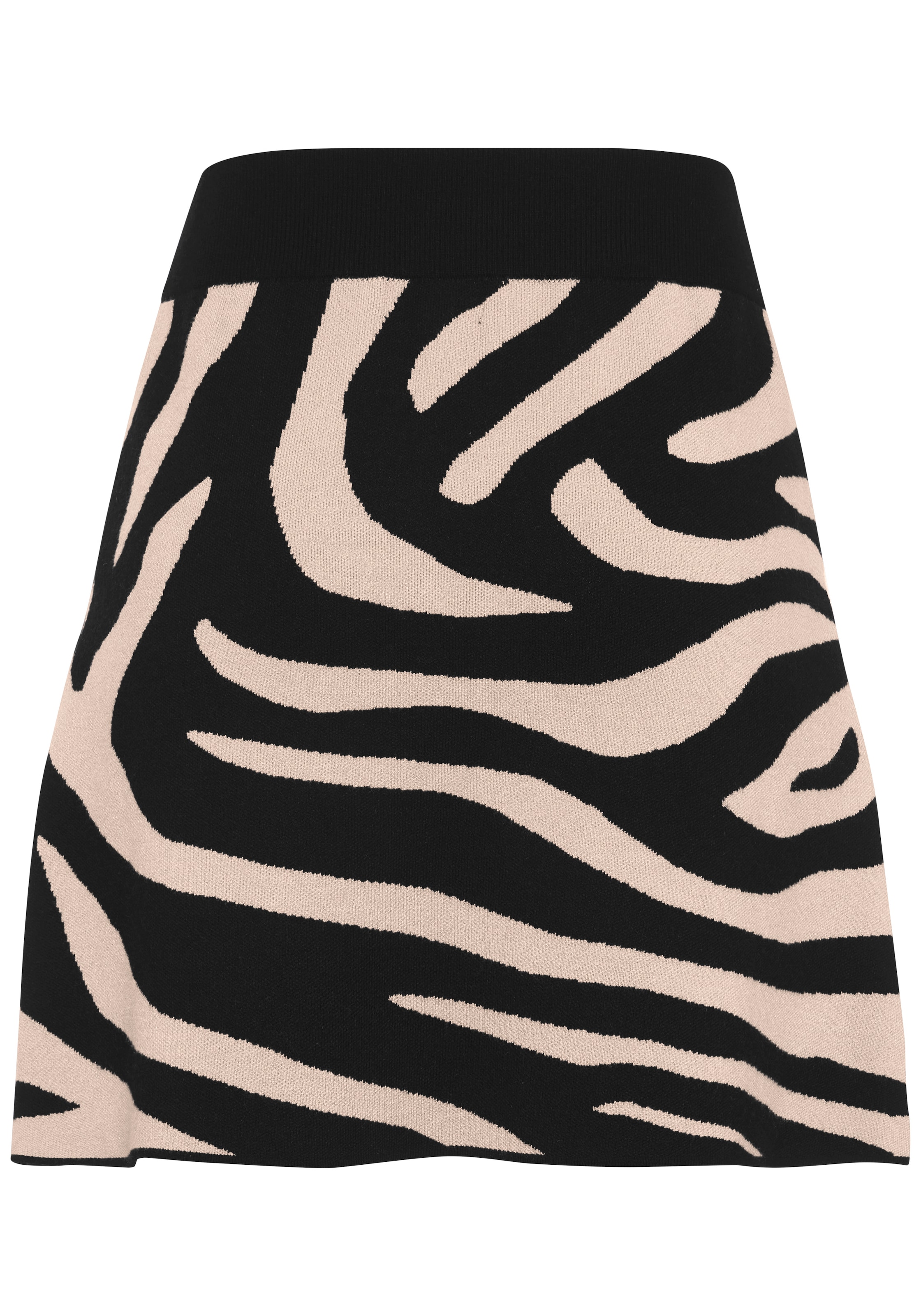 LASCANA Jupe en tricot »mit Animalmuster und leicht ausgestellter Passform« mini-jupe en tissu tricoté doux, jupe courte avec taille élastique
