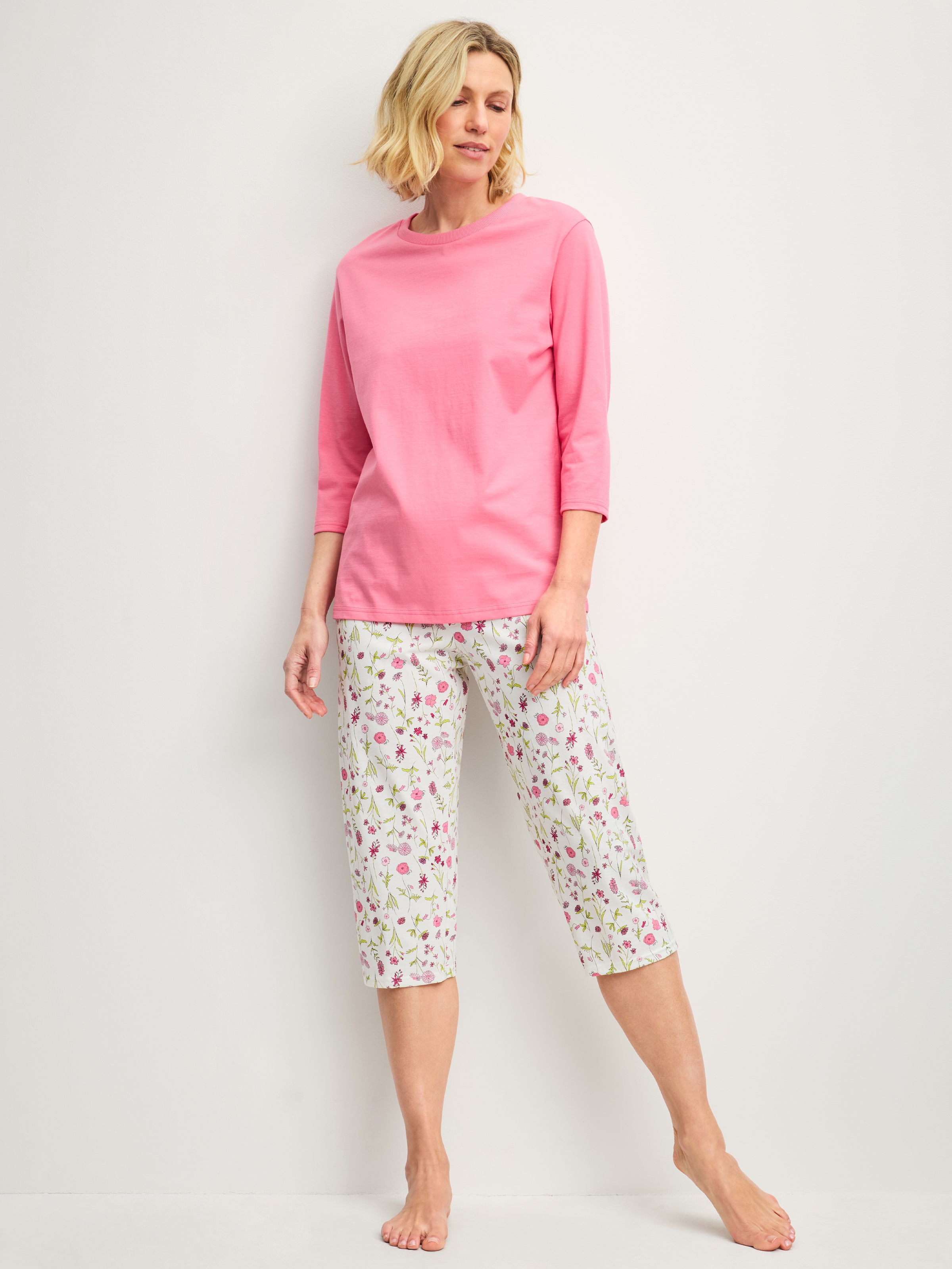 Image of CALIDA Capri-Pyjama 2 atmungsaktiv und klimaregulierend, Rundhalsausschnitt