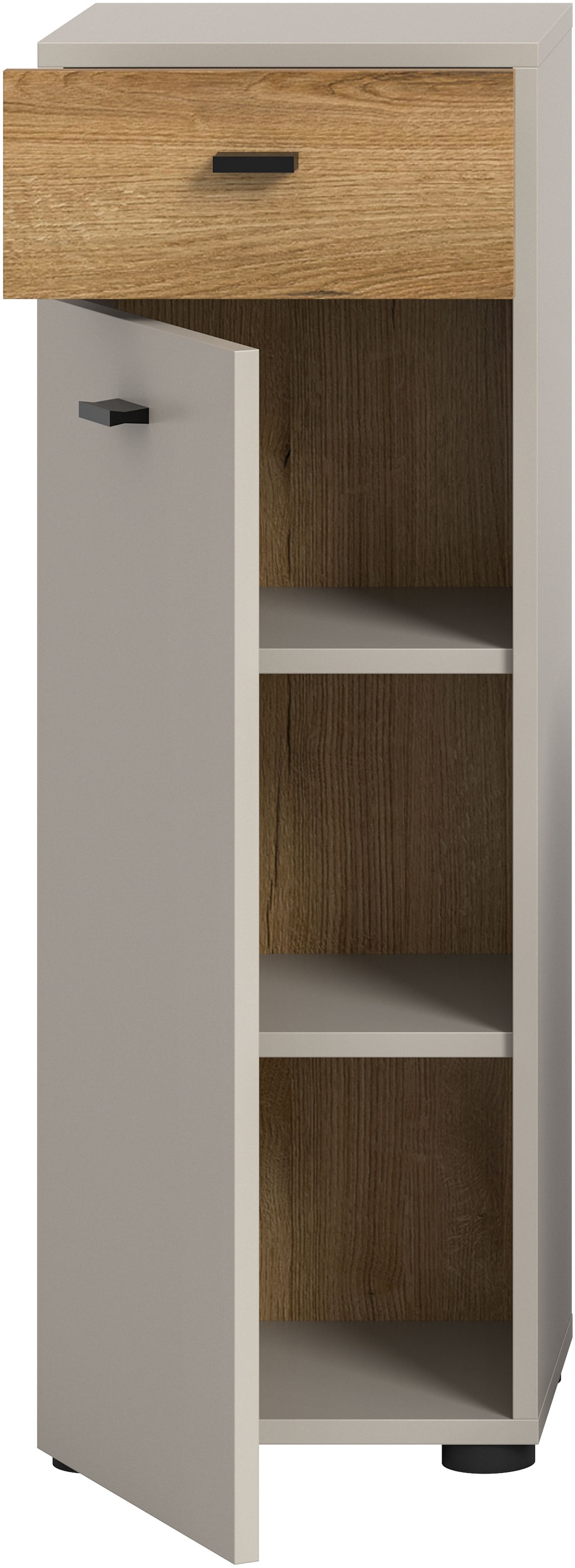 welltime Midischrank »VANN, Höhe 91cm, 1 Tür, 1 Schubkasten, 3 Fächer,Türanschlag wechselbar« individuell mit weiteren Artikel der Serie VANN kombinierbar,  Standschrank, Kommode, Schrank, Badschrank, Universalschrank, Bad