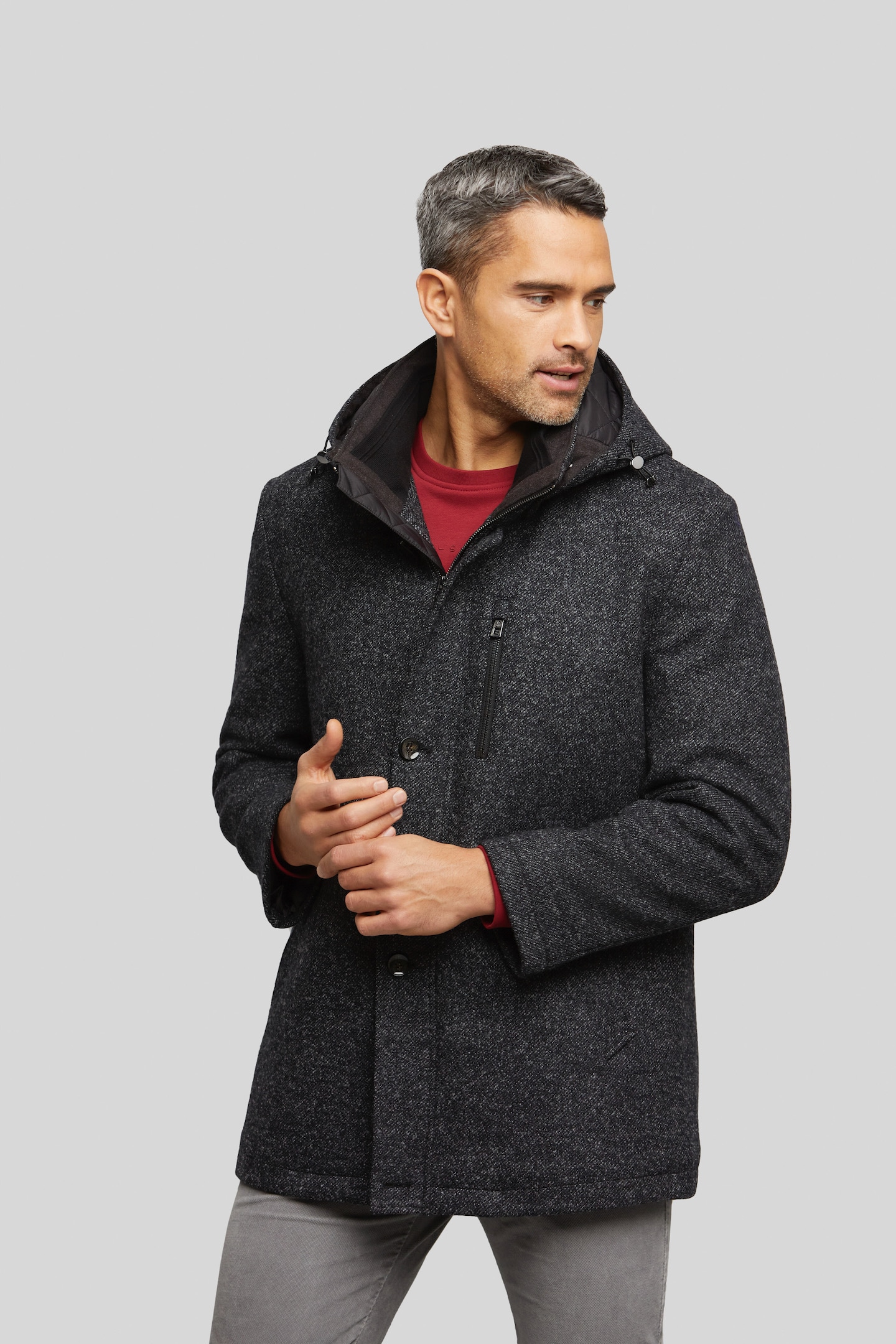 Image of bugatti Kurzjacke mit Kapuze mit Wollanteil