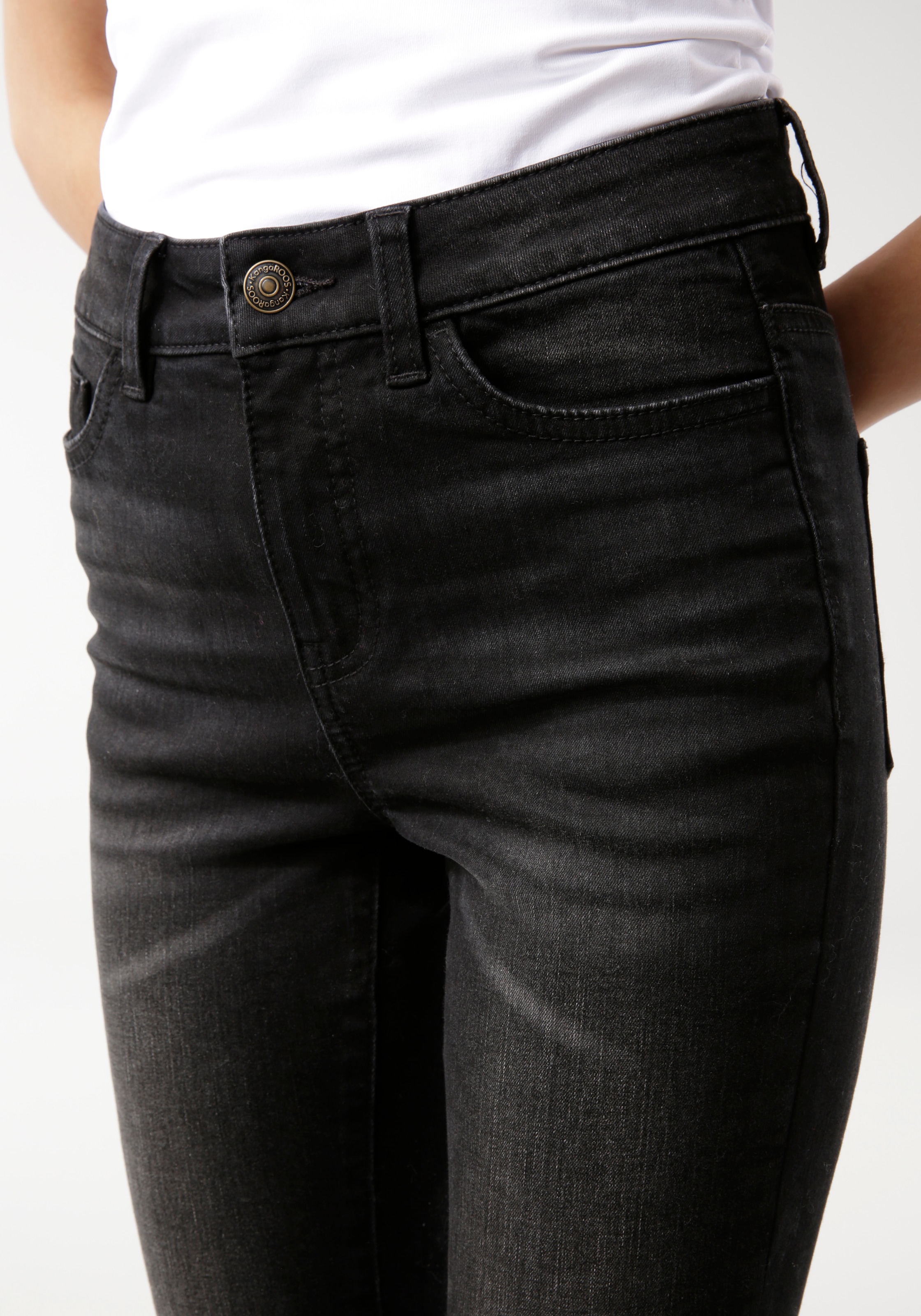 »SUPER HIGH versandkostenfrei mit auf used-Effekt SKINNY KangaROOS RISE«, 5-Pocket-Jeans