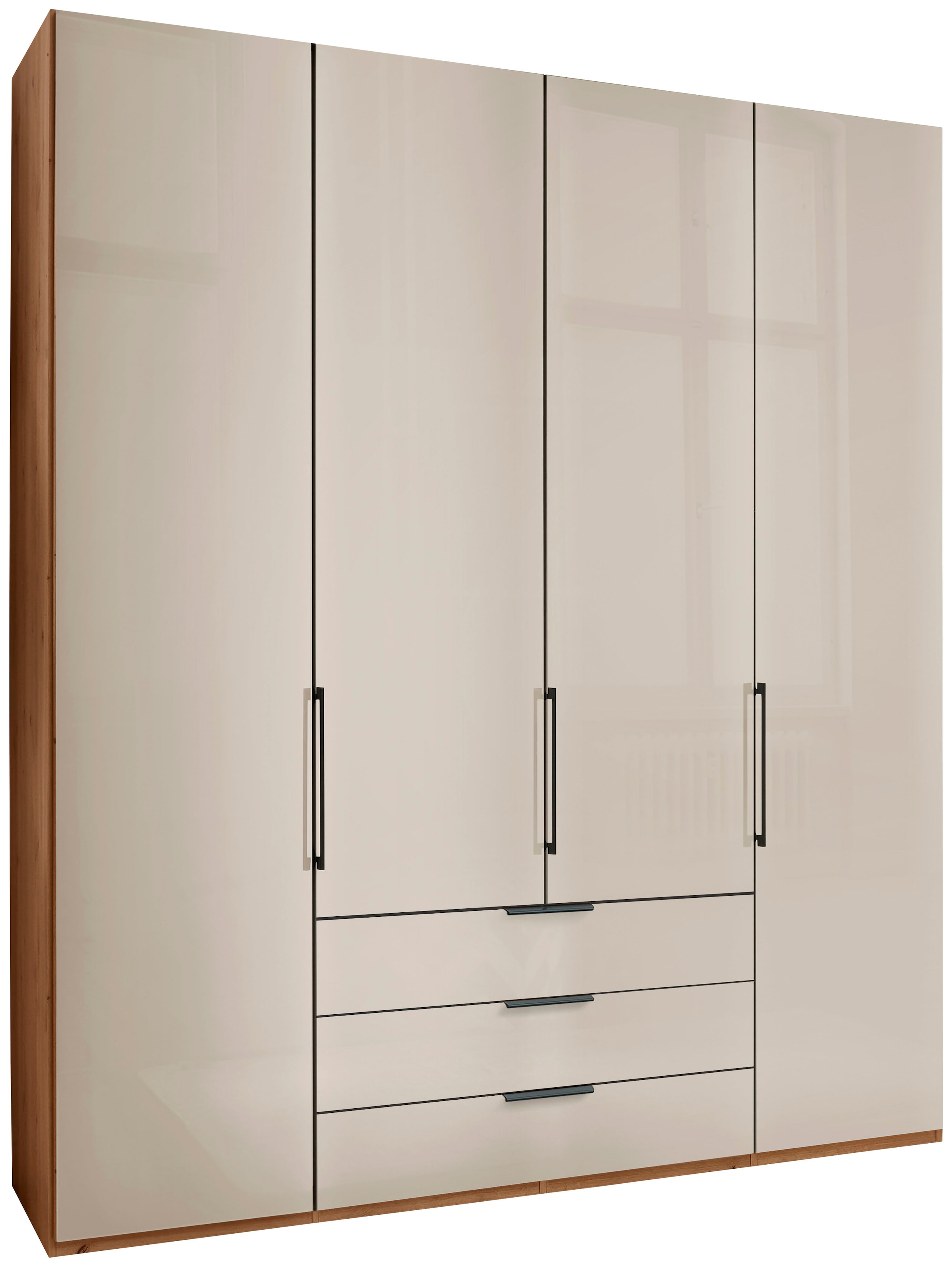 WIEMANN Armoire à portes pliantes »Monaco« avec façade en verre et ferrures de haute qualité