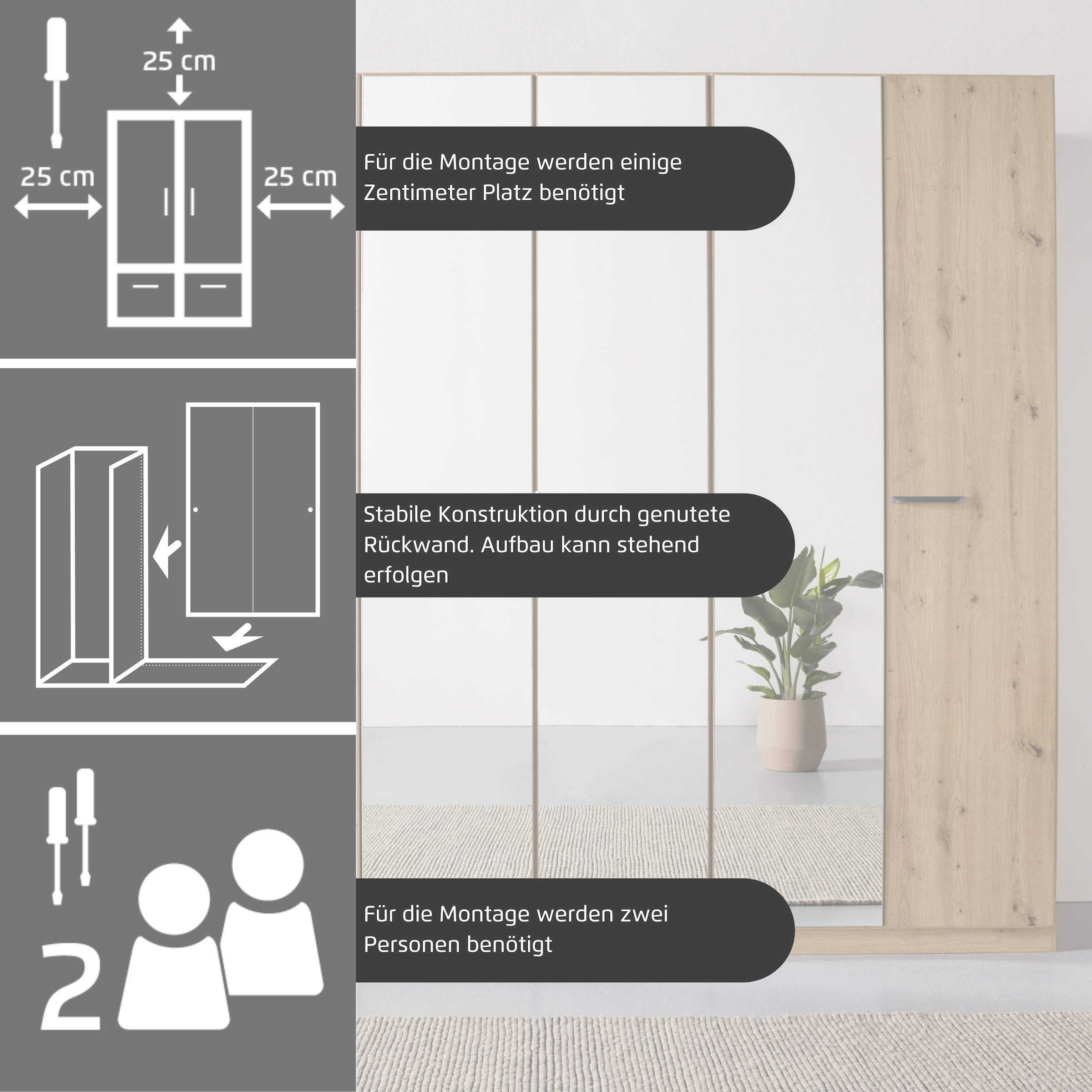 GOODproduct Kleiderschrank »Mehrzweckschrank Aktenschrank Möbel Mietswohnung Schlafzimmer OTELI« erhältlich in Breiten 230/275 cm inkl. Innenschubladen und extra Böden,  inkl. Passepartout optional mit Beleuchtung MADE IN GERMANY