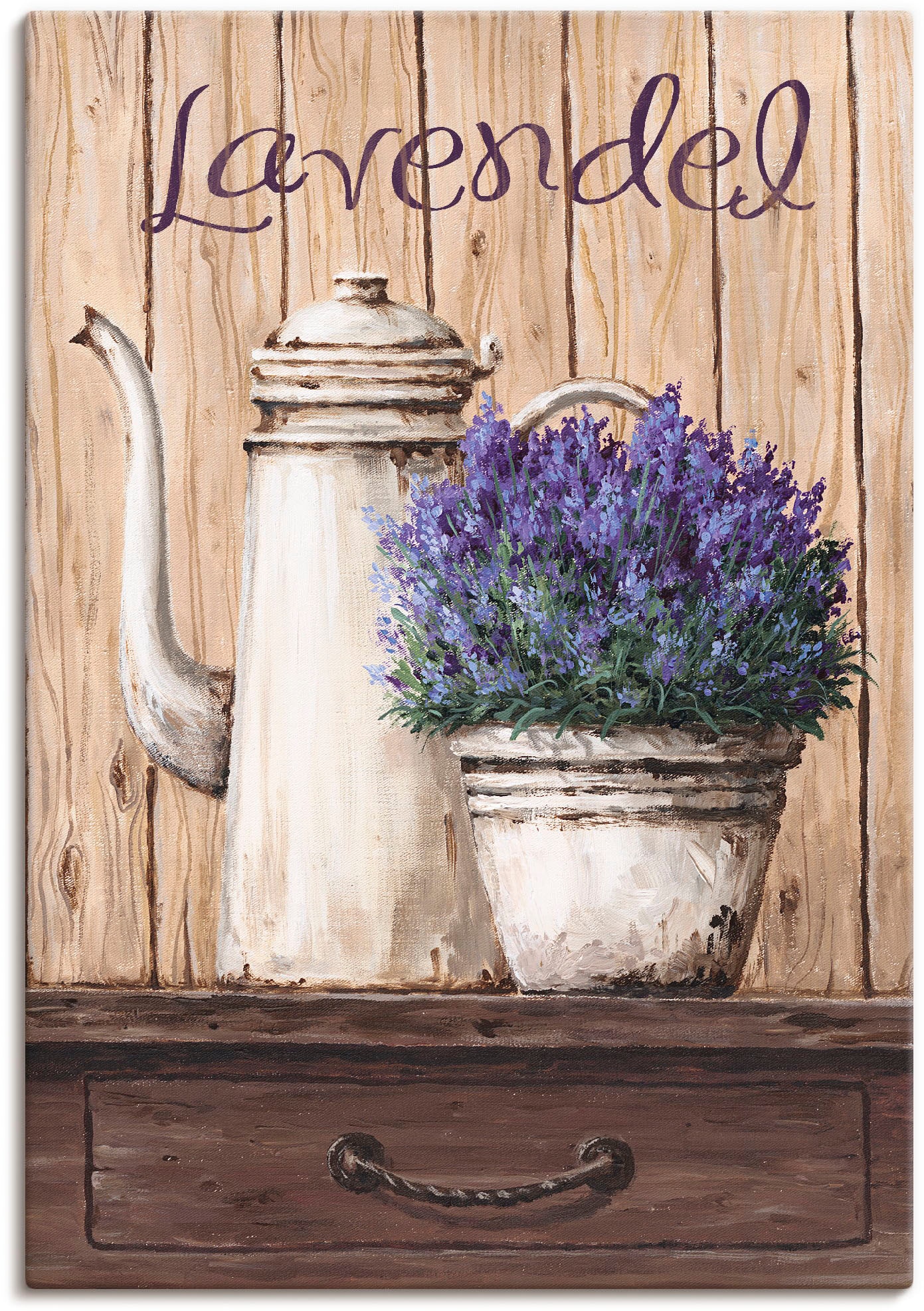 Image of Artland Leinwandbild "Lavendel" Vasen & Töpfe 1 Stk. tlg. auf Holzrahmen gespannt