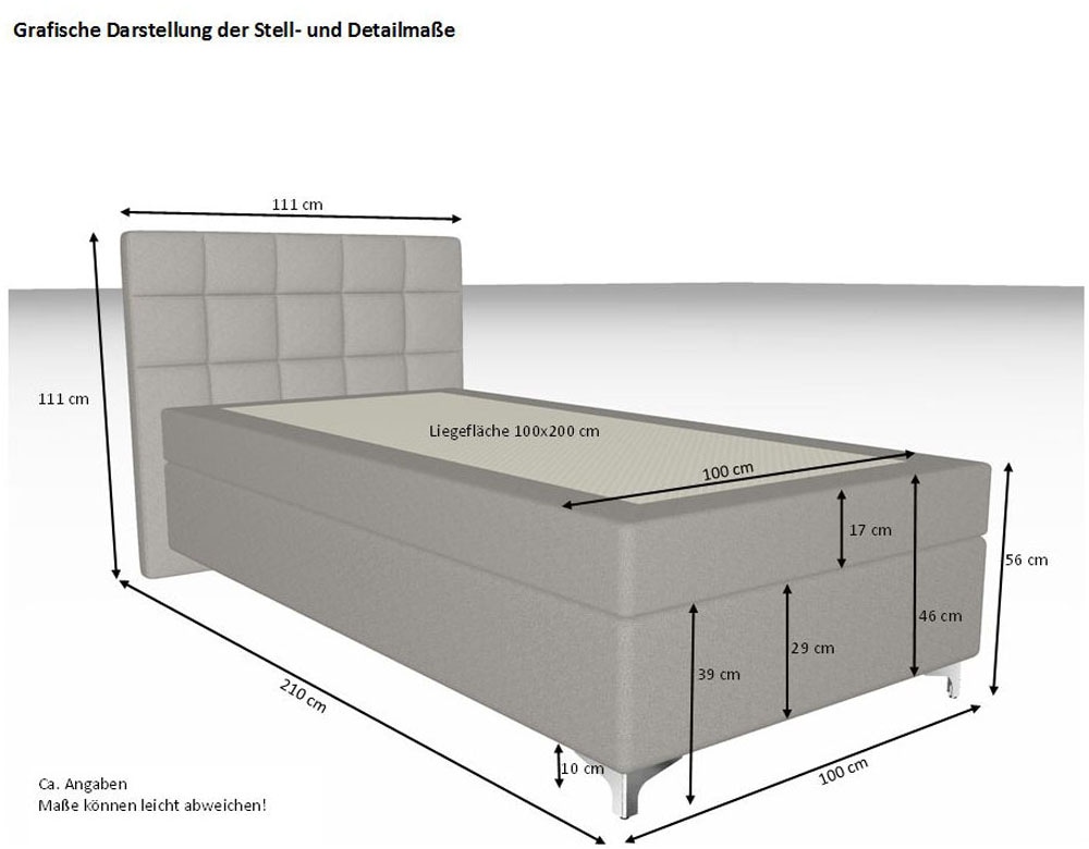 hapo Lit boxspring »Neyla erhältlich in den Breiten 100, 160, 180 & 200cm« in verschiedenen Matratzenqualitäten, Härtegraden und Farben verfügbar