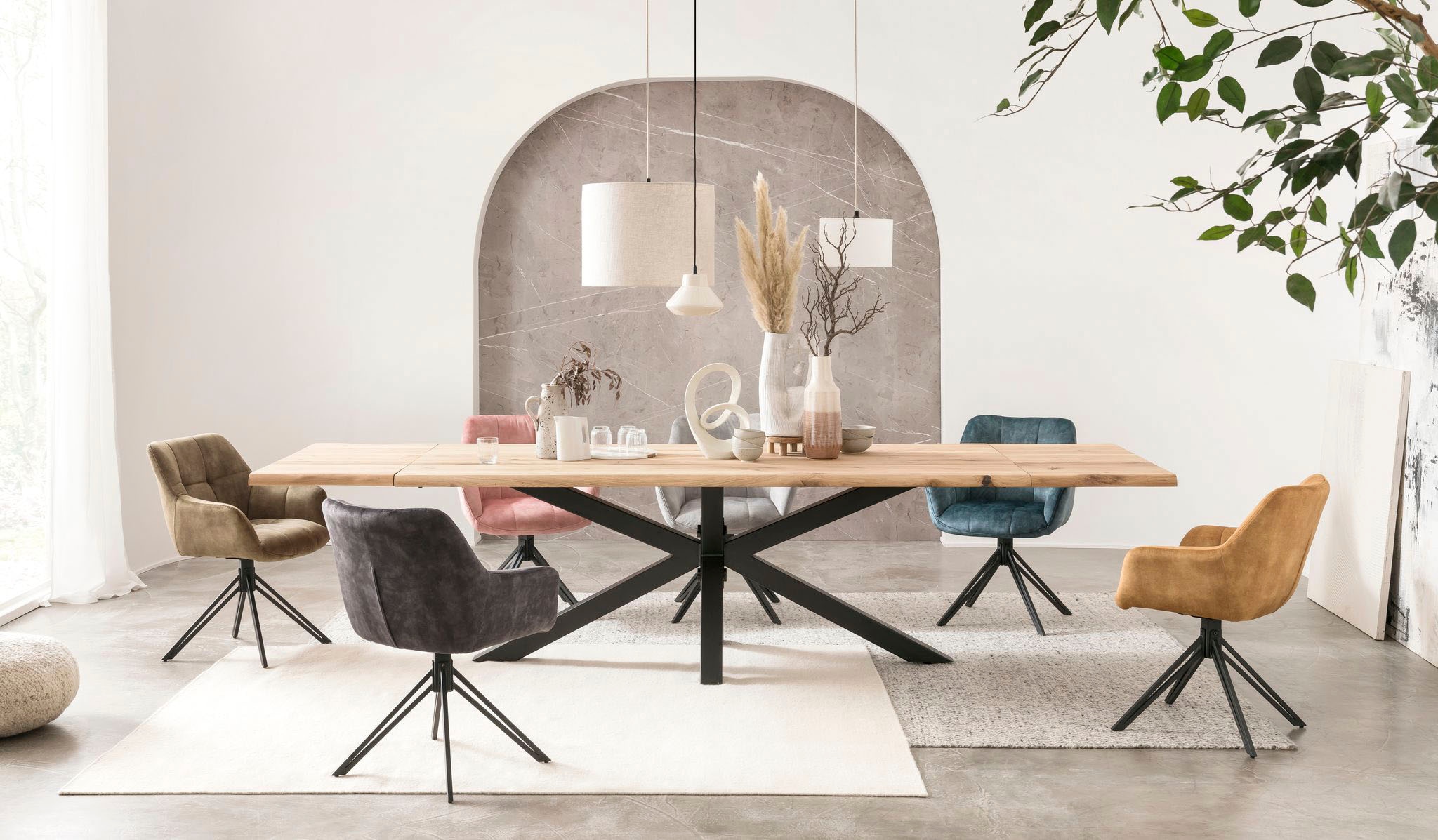 Home affaire Drehstuhl »Soller« (Set) 2 Stk.Luxus-Microfaser Bezug, 180 ° drehbar, Metallgestell