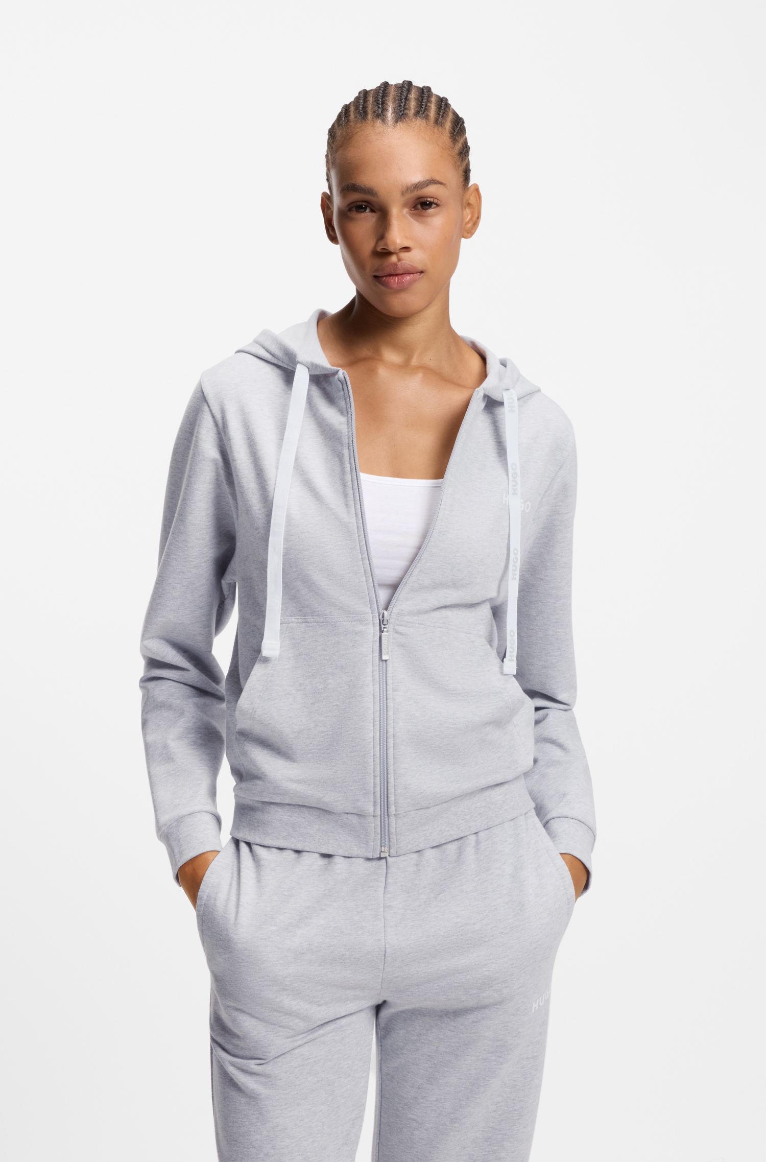 Image of HUGO Underwear Sweatjacke Kapuze, Reissverschluss, gerade geschnitten