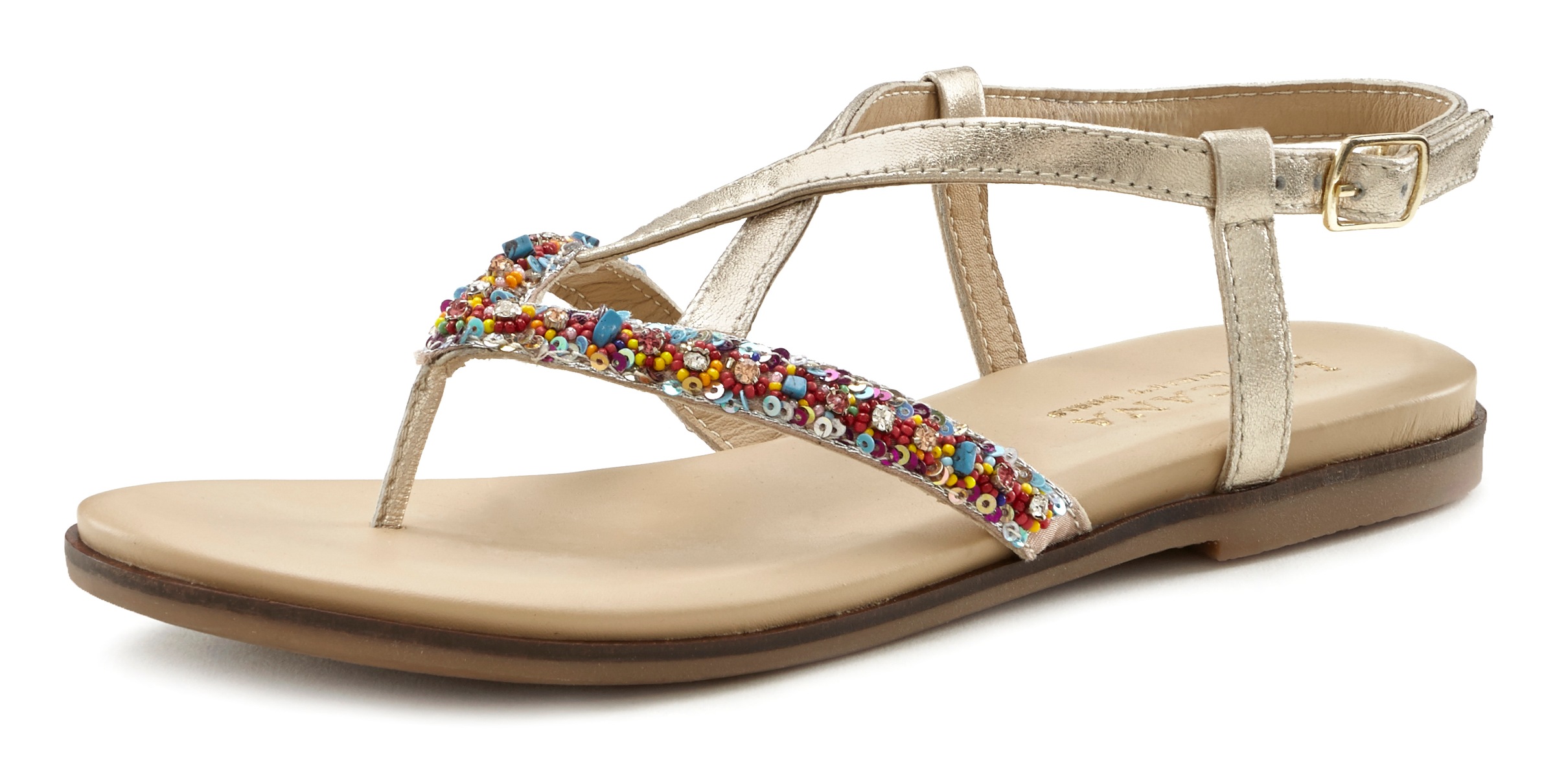 Image of LASCANA Zehentrenner, Sandale aus Leder mit Glitzer bei Ackermann Versand Schweiz