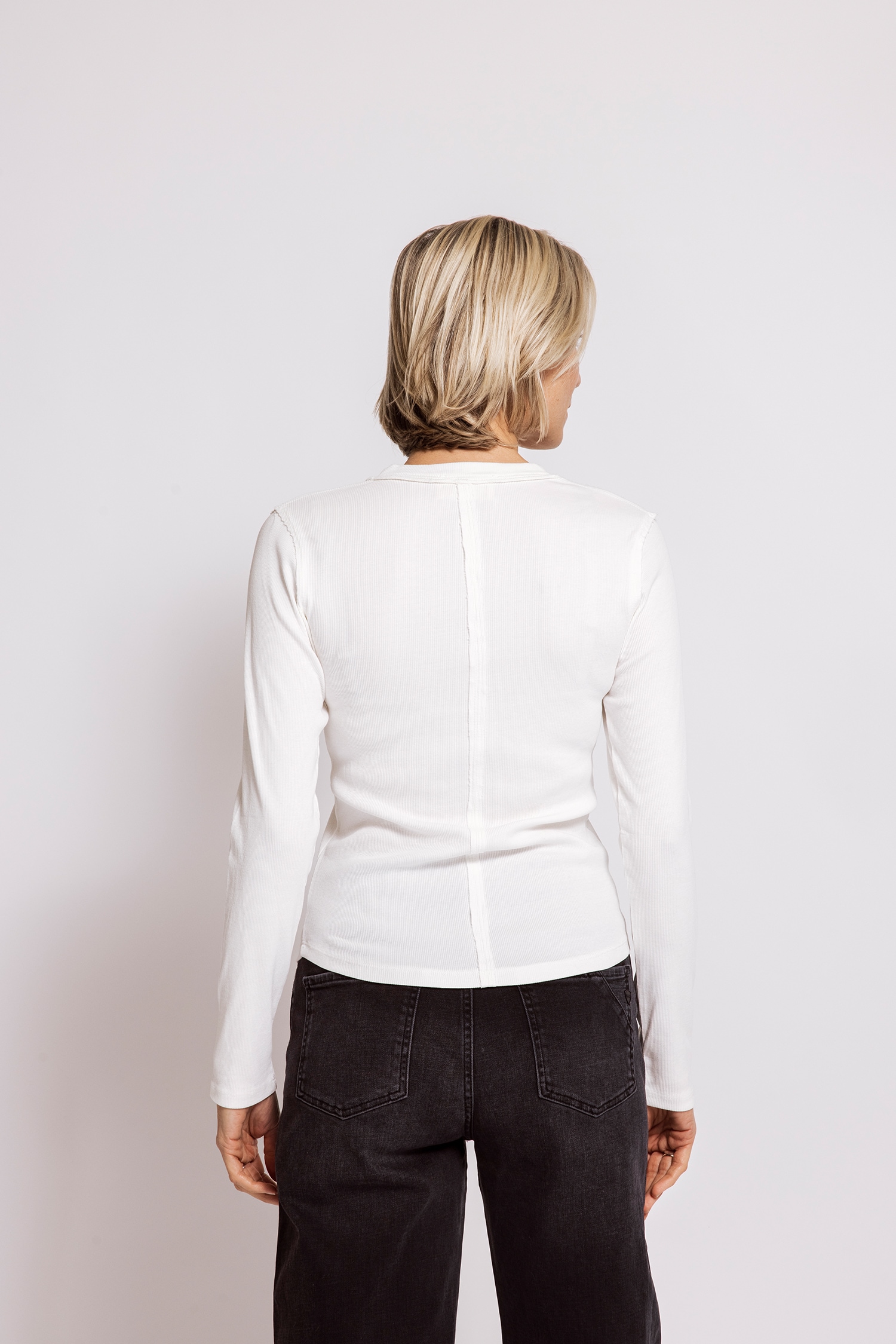 Zhrill T-shirt à manches longues »NAMI« Coupe confortable, uni, bords ouverts