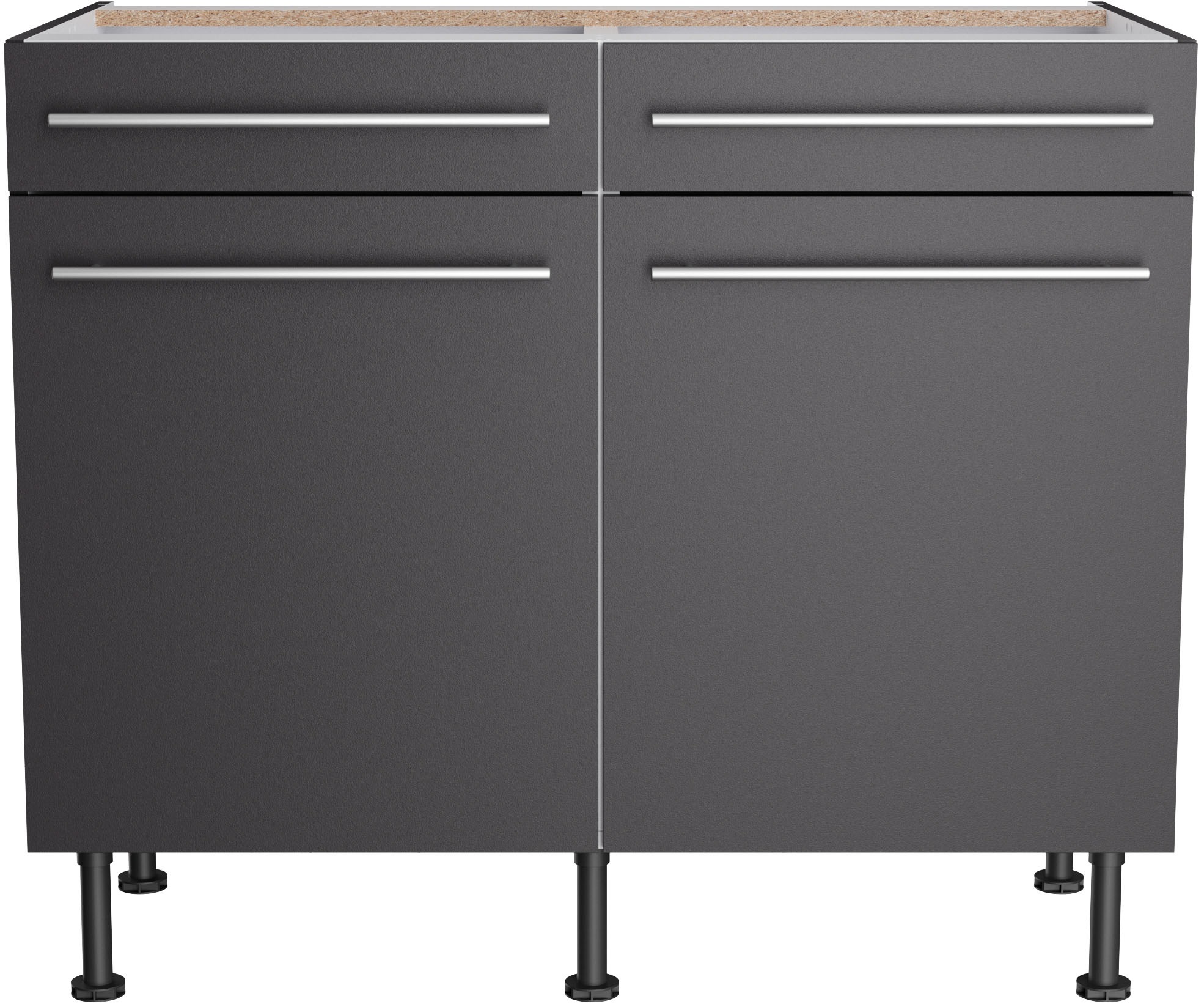 KOCHSTATION Unterschrank »KS-Bern2«, Breite 100 cm, 2 Türen, 2 Schubkästen, 1 Einlegeboden
