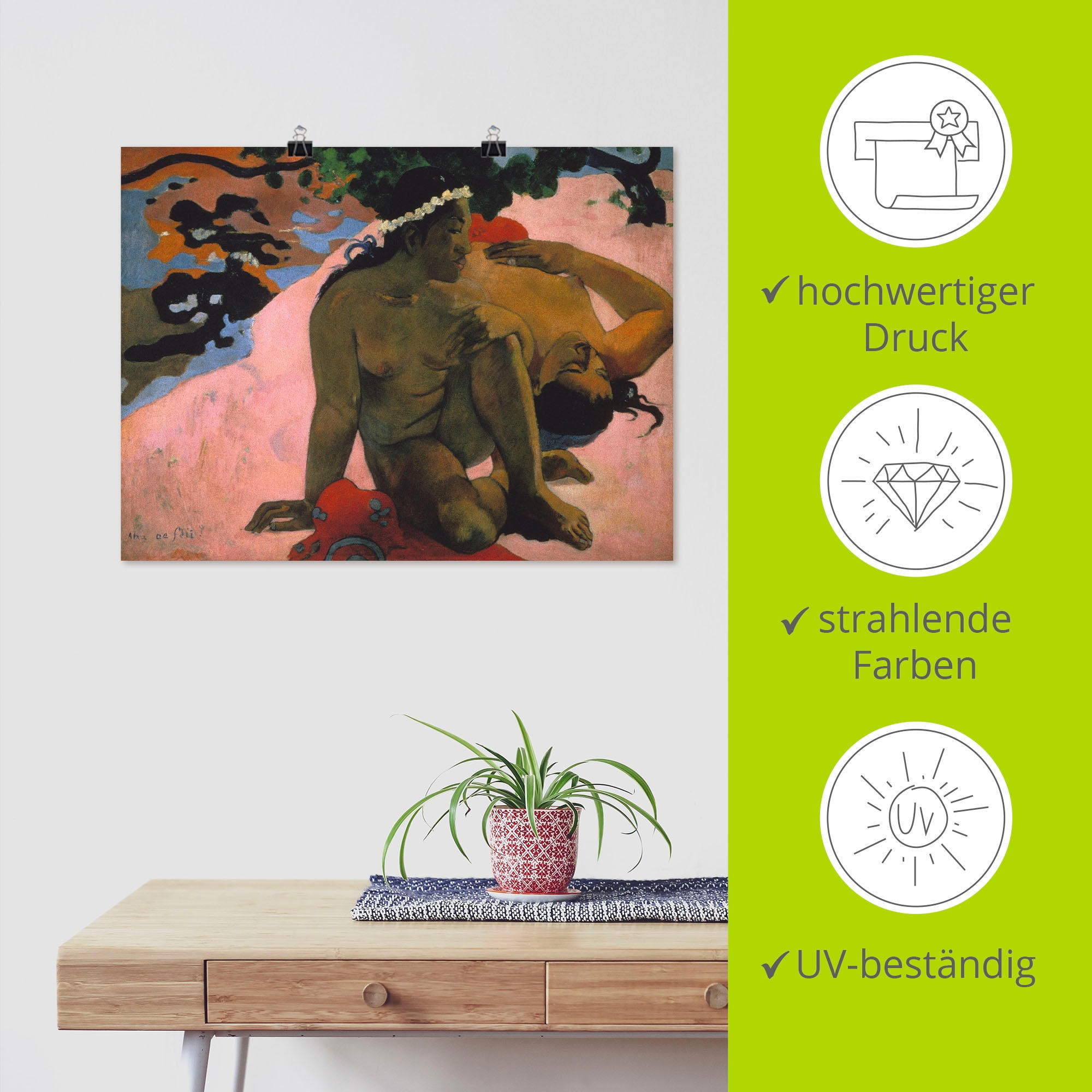 Artland Kunstdruck »AHA OE FEII? (Bist du eifersüchtig?)«, Frau, (1 St.), als Leinwandbild, Wandaufkleber oder Poster in versch. Grössen