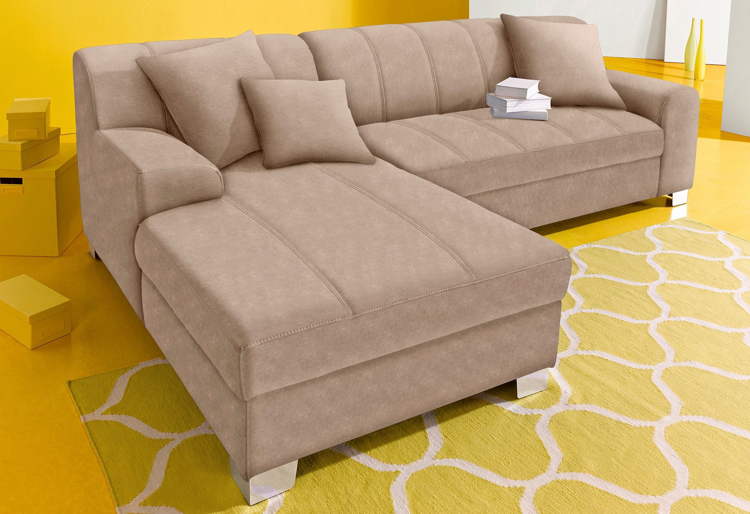 Image of DOMO collection Ecksofa "TURAH 239x152 cm, inkl. Zierkissen, moderne Steppung" mit Bettfunktion, Schlafsofa, Unser Dauertiefpreis