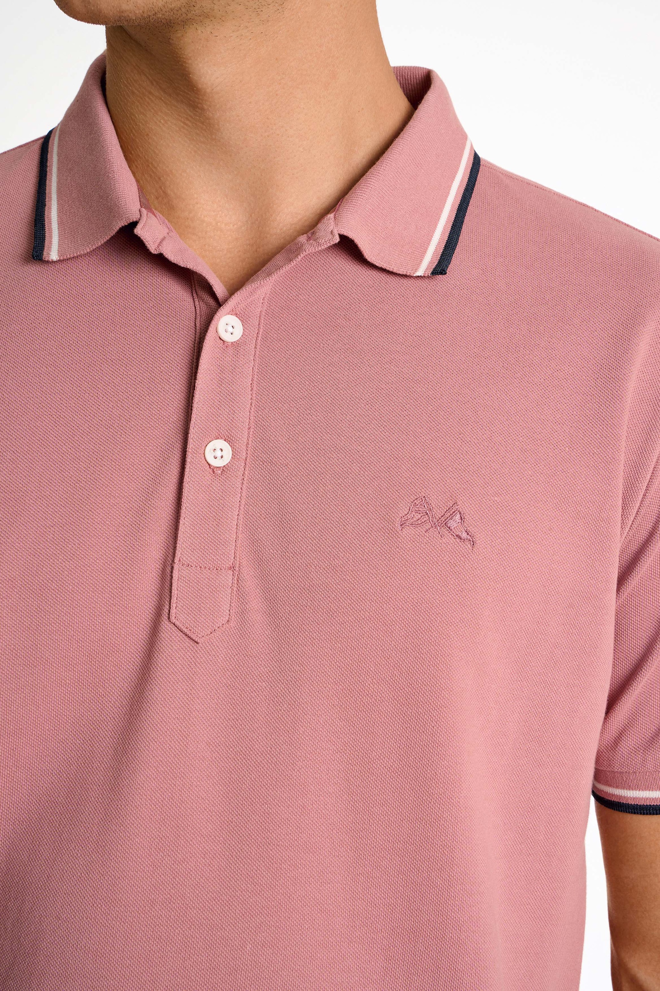 LINDBERGH Polo mit Logo-Stickerei und abgesetzten Bündchen