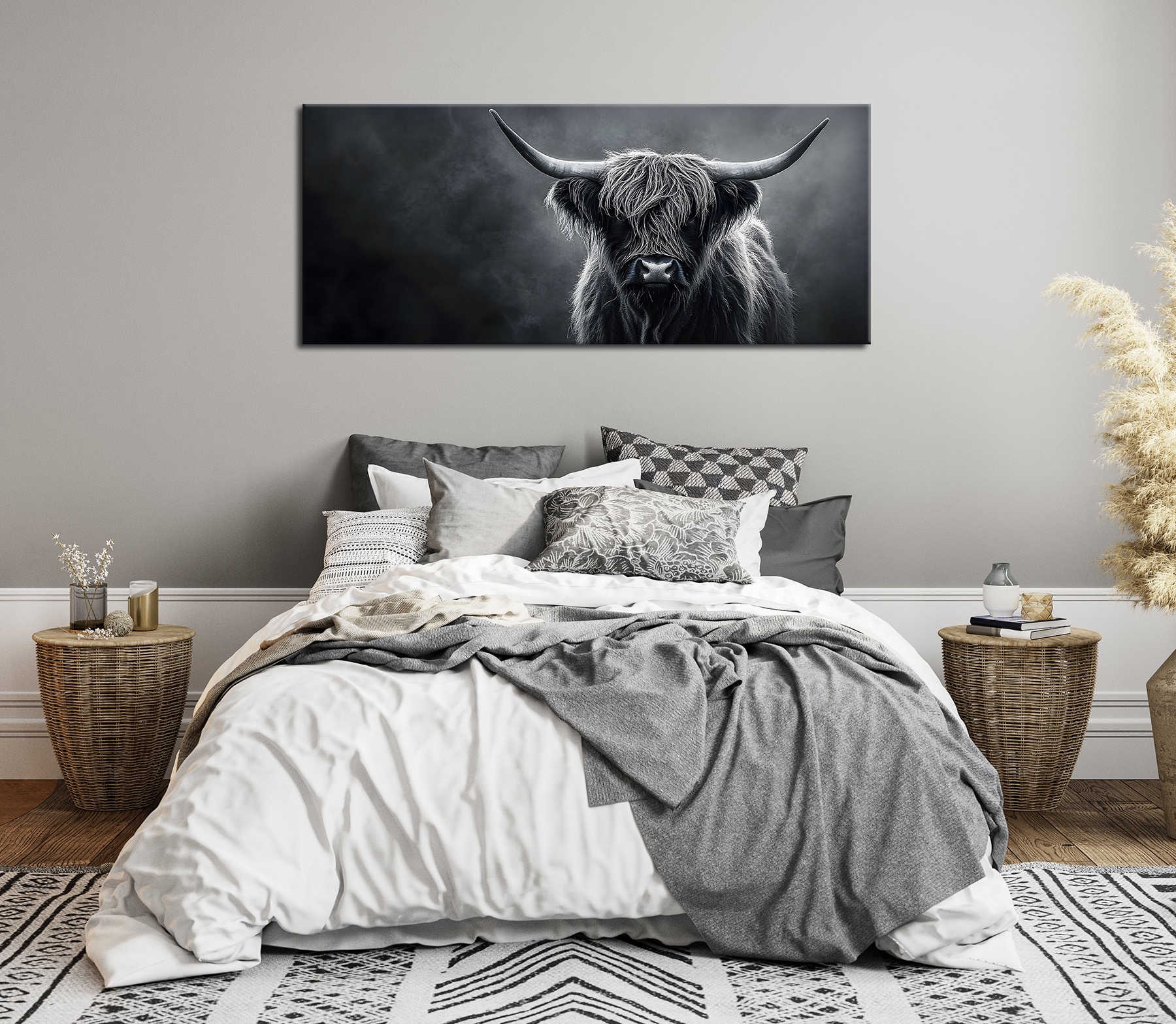 Bönninghoff Leinwandbild »Wandbild HOCHLANDRIND XXL 60x140 cm – Leinwandbild Keilrahmen Deko« Hochlandrind | Kuh | Kuhbilder 1 Stk. tlg. auf Keilrahmen gespannt