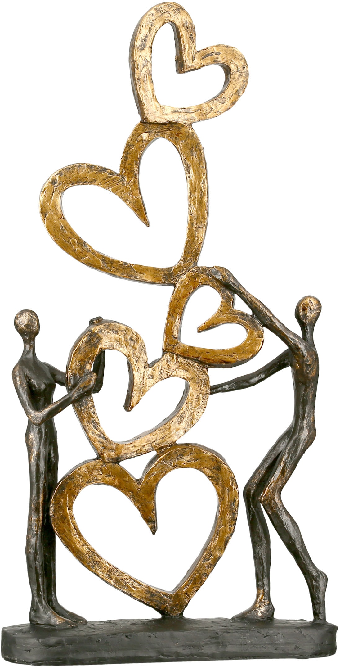 Casablanca by Gilde Dekofigur »Skulptur Herz auf Herz, gold/schwarz«,  Dekoobjekt, Höhe 41, Wohnzimmer bequem kaufen