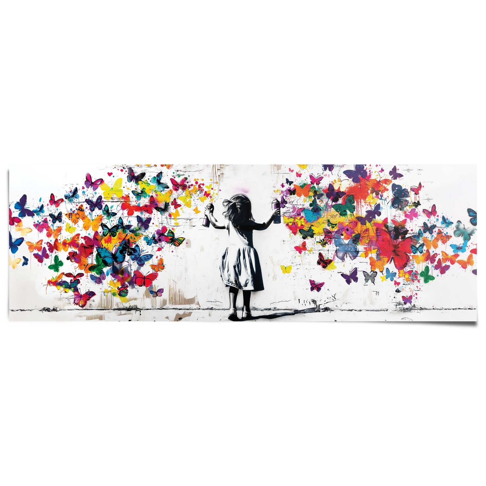 Image of Reinders Poster "Girl Spraying" Wohnzimmer - Mehrfarbig - 170 gr. Papier - Street Art - 158x53 cm