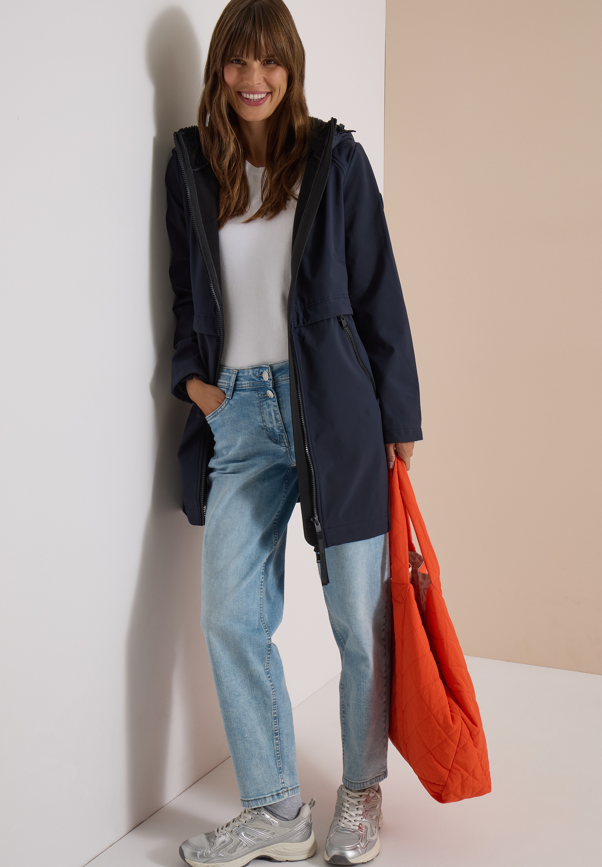 Cecil Manteau softshell avec capuche, déperlant, poches zippées