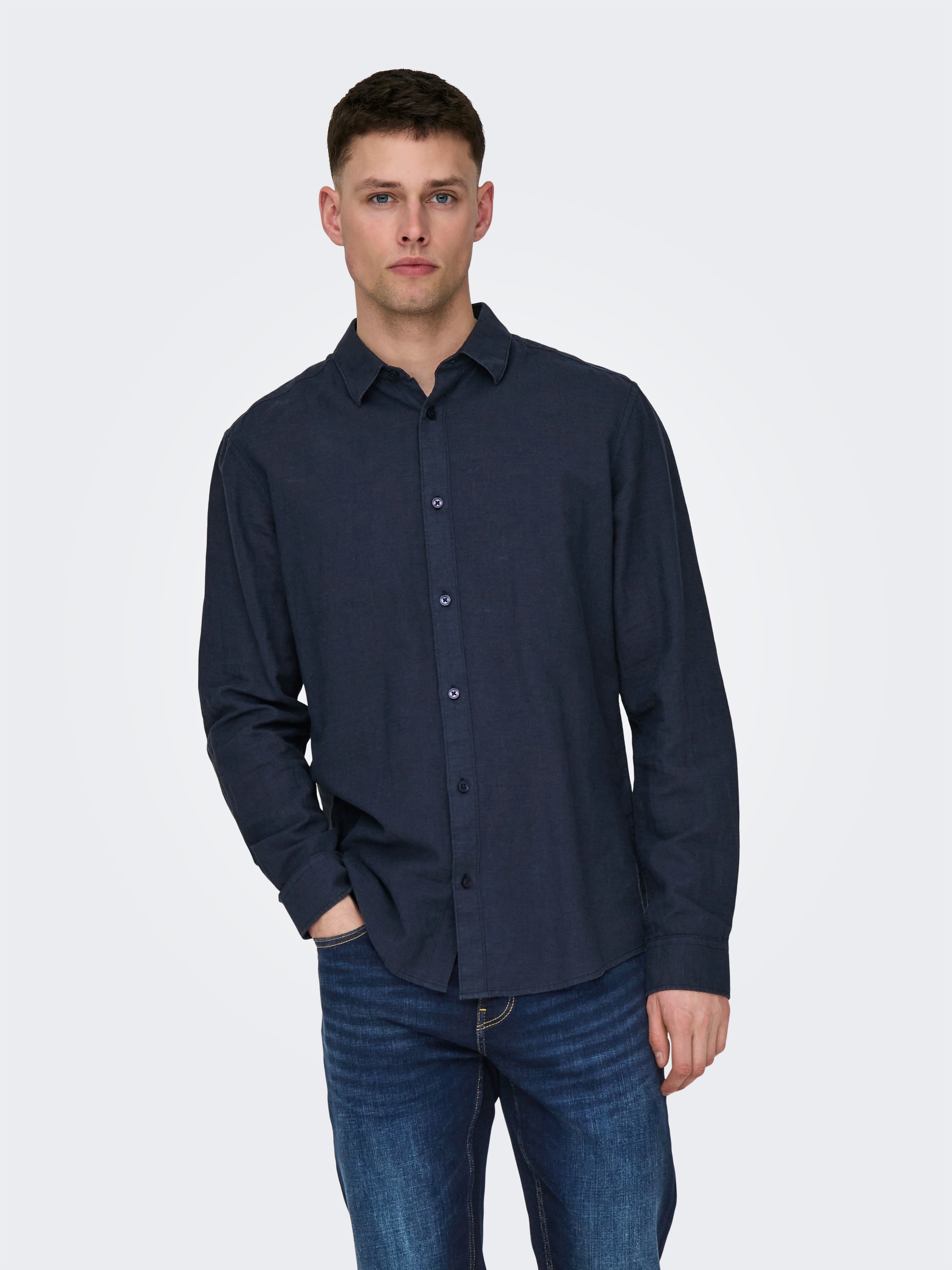 ONLY & SONS Langarmhemd »ONSCAIDEN LS SOLID LINEN SHIRT NOOS«