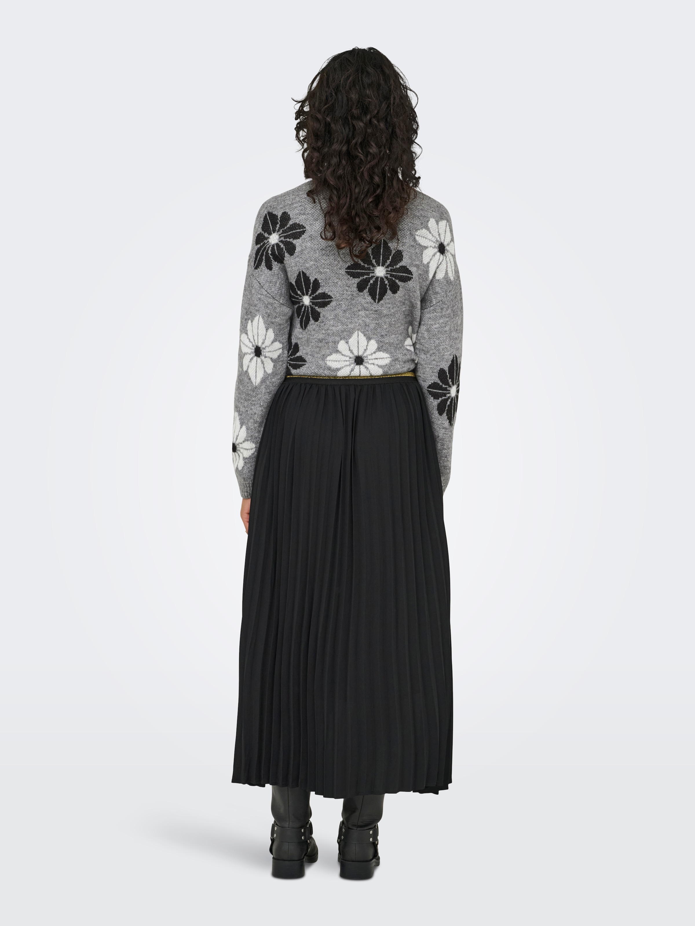 ONLY Pull à col rond »ONLFREESIA LS FLOWER O-NECK RP KNT« mit Blümchen - Strickmuster