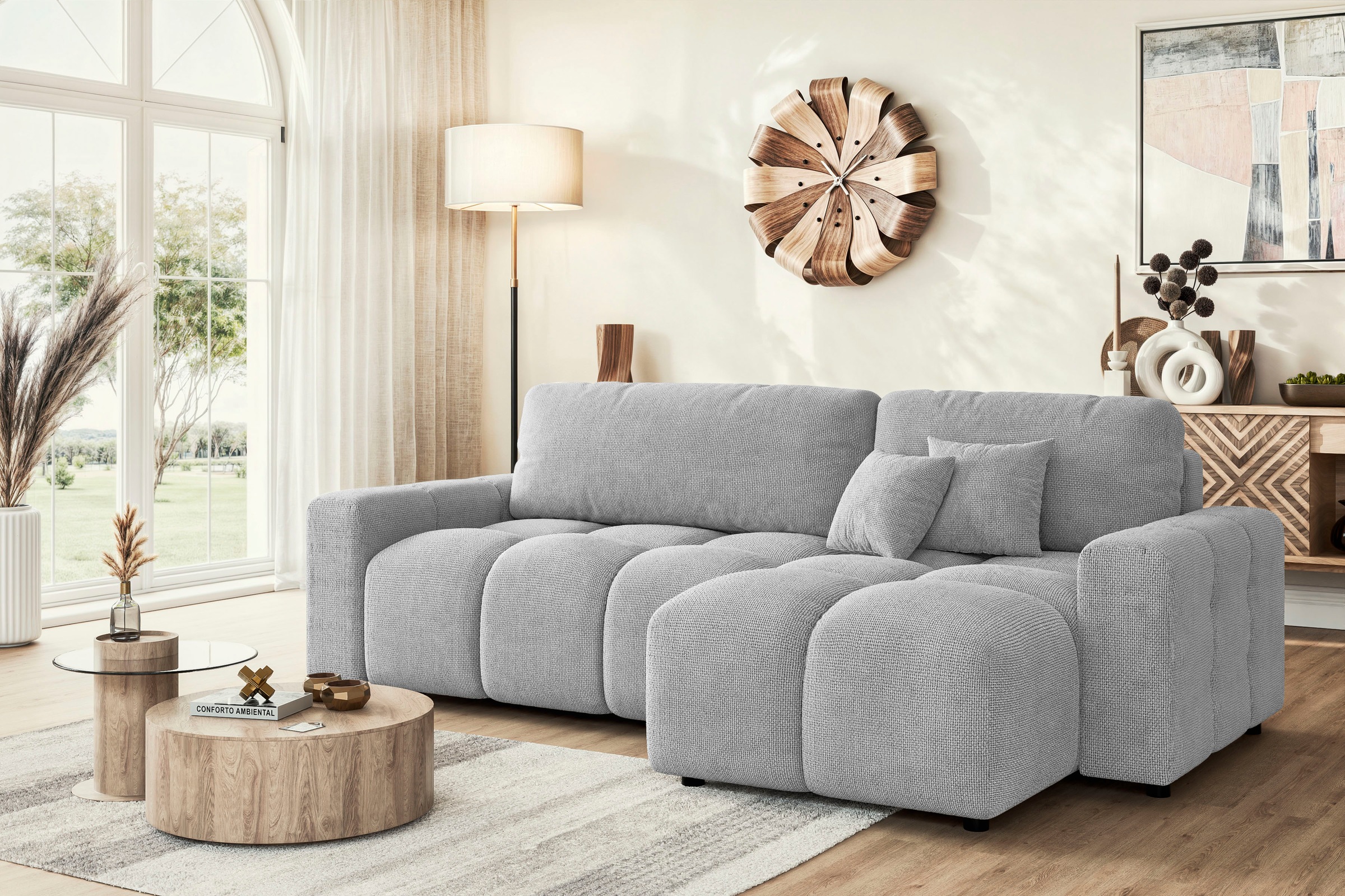 Image of Home affaire Ecksofa "FELICI, Schlafsofa 233cm, L-Form mit Recamiere beidseitig montierbar" Designsofa mit Bettfunktion und Bettkasten, Masse B/T/H: 233/142/88 cm