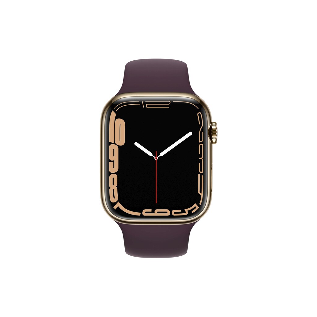 Apple Smartwatch »Serie 7, GPS, 45 mm Edelstahlgehäuse mit Sportarmband«, (Watch OS)