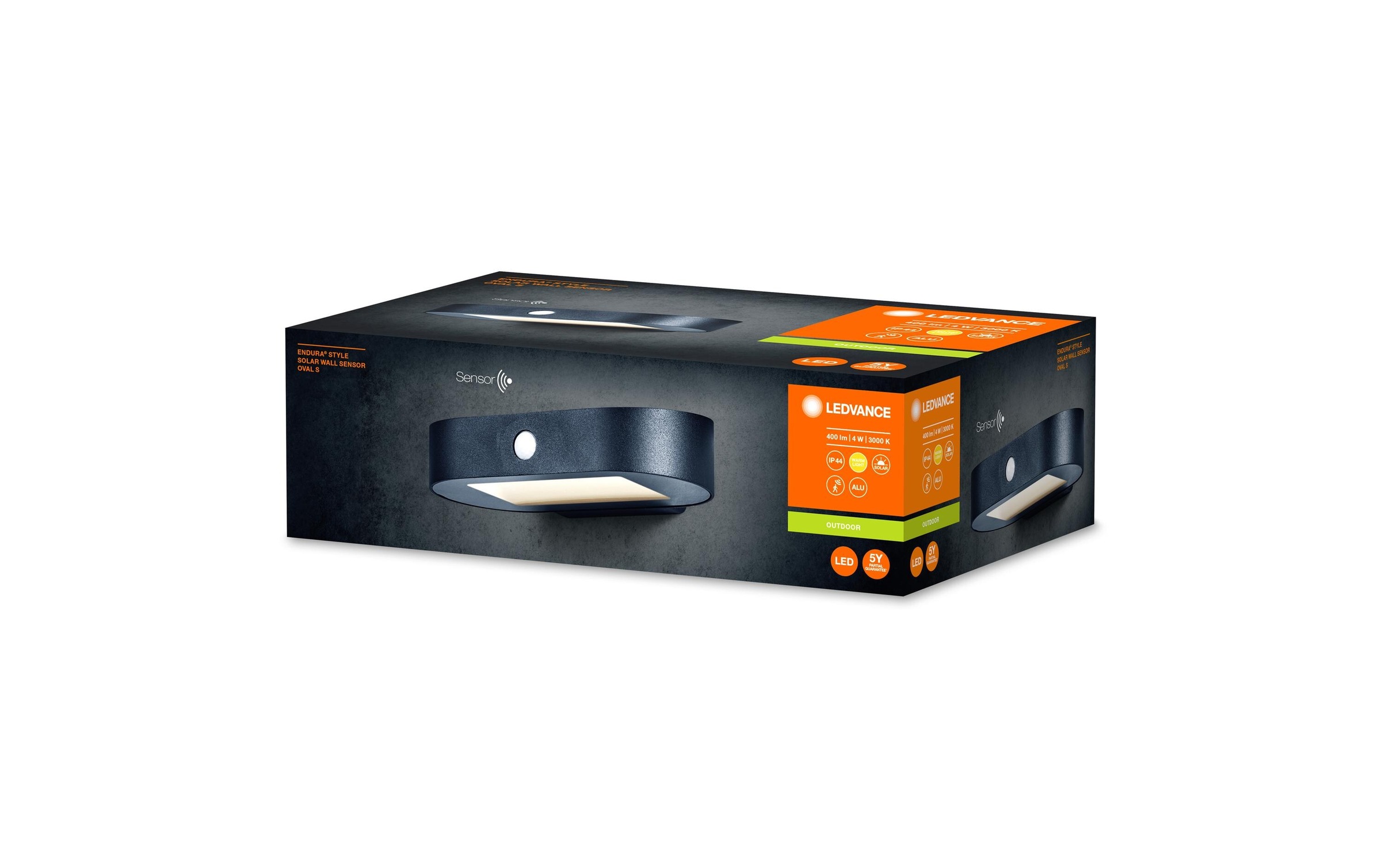 LED Wandleuchte »Endura Style Solar Oval, 4W, 3000K, Schwarz«, 1 flammig