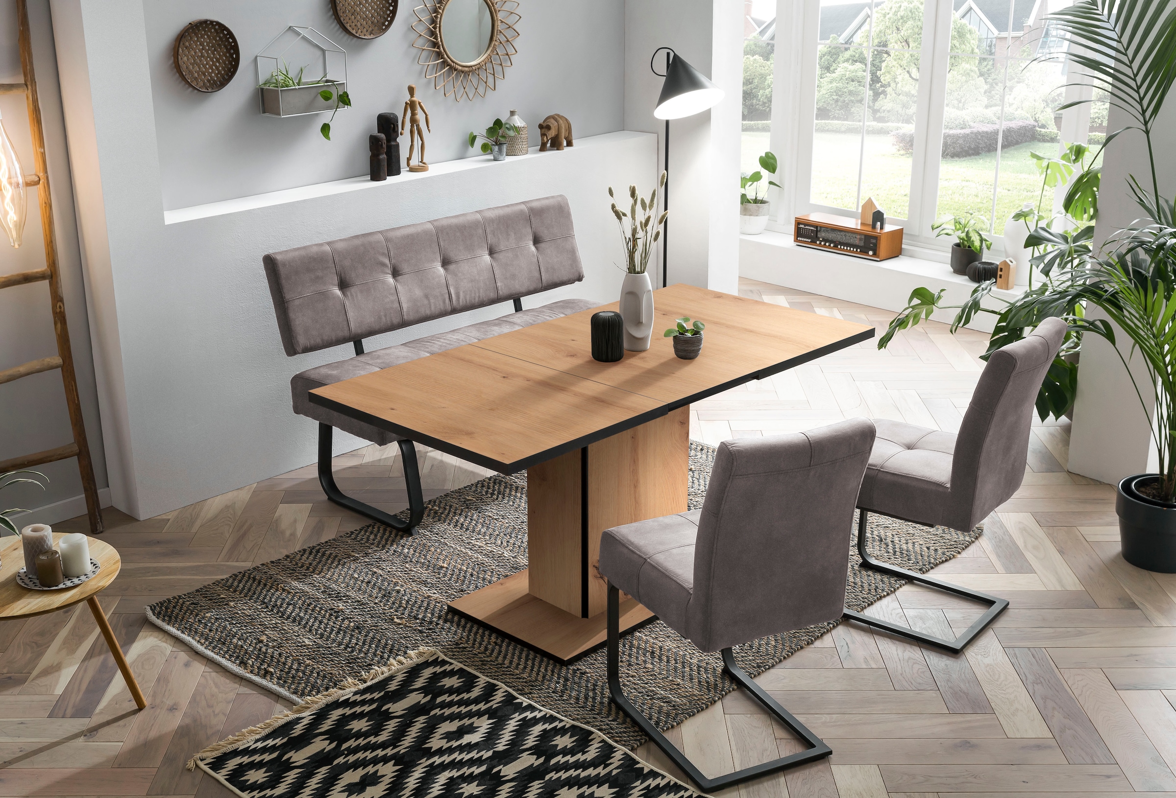 Image of HELA Essgruppe "Luise I G (Bank, Stühle, Tisch)" Set, 4 Stk. tlg. Komfortsitz mit Federkern, Topseller Tischgruppe, Esszimmer