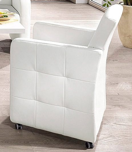 exxpo - sofa fashion Fauteuil de salle à manger »Barista, Loungesessel auf Rollen mit hoher Bodenfreiheit« fauteuil Barista Club sur roulettes, accoudoirs étroits,