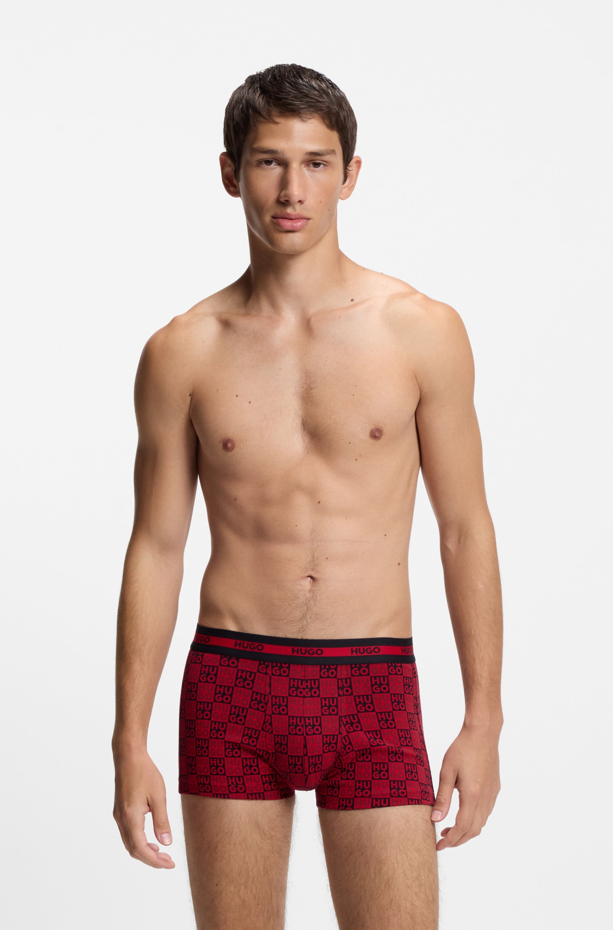 HUGO Underwear Trunk Packung, 3 Stk. aus Stretch-Baumwolle mit Logo am Bund, körpernah,