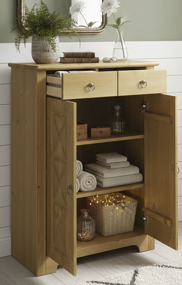 GOODproduct Kommode »Hugo« B/T/H: 74/38/100 cm,  aus massiver Kiefer, Breite 74 cm,  2 Schubladen, FSC® zertifiziert