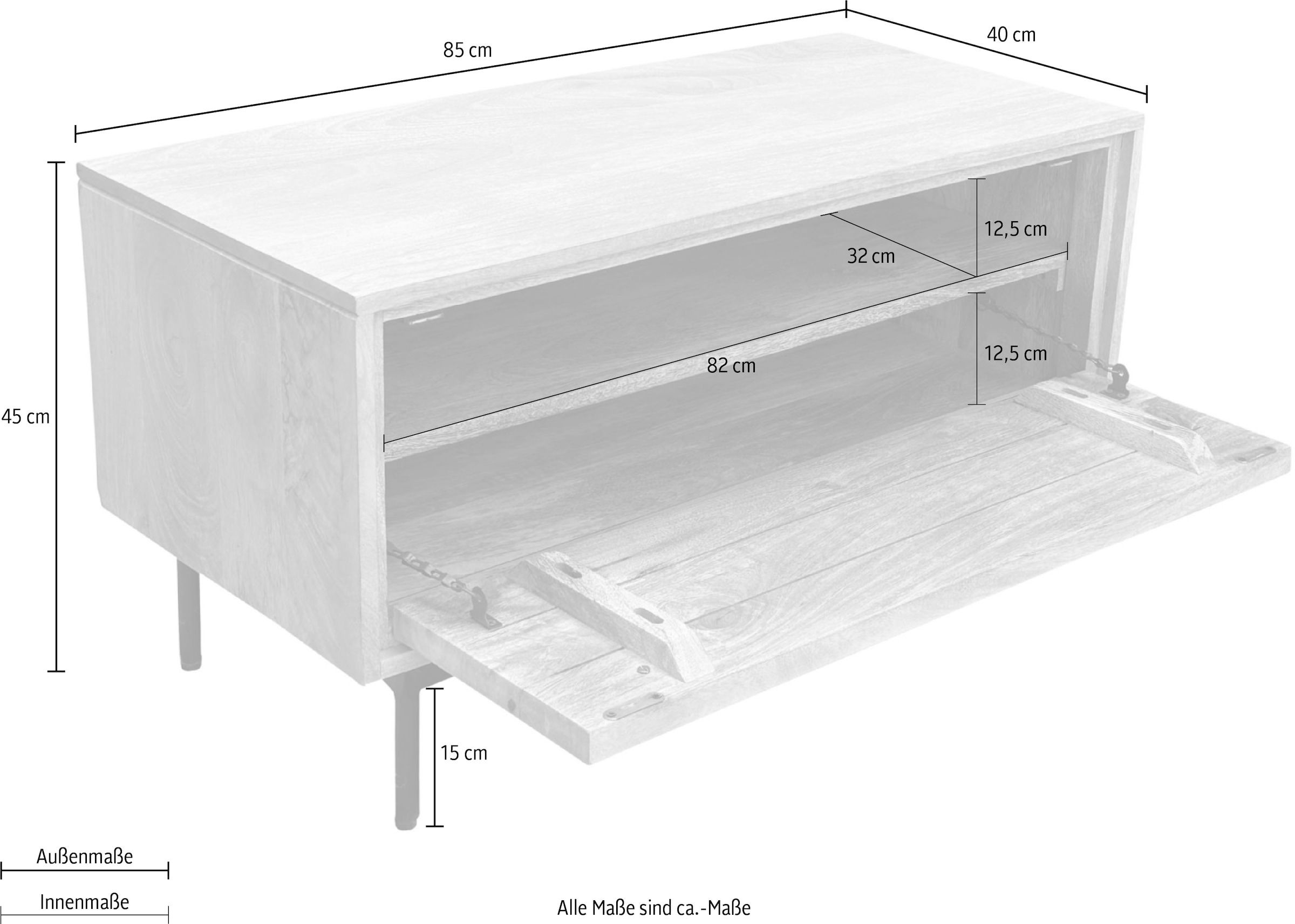 SIT Schuhschrank »Vieste aus Mangoholz mit Lamellen-Schnitzereien & Metallfüssen« 1 Stk. tlg. 2 Fächer hinter 1 Klappe mit 15 cm hohen schwarzen Metallfüssen