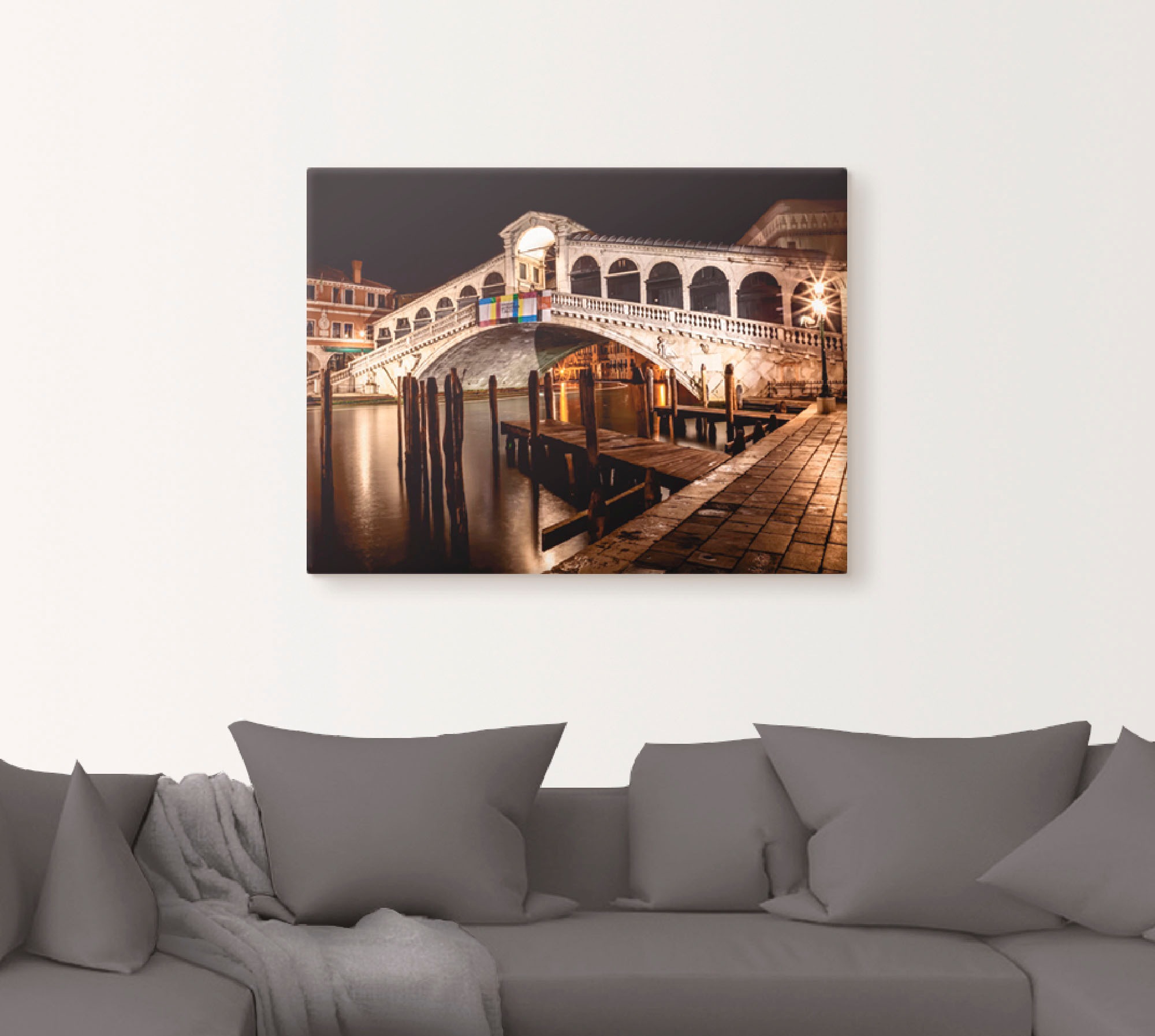 Image of Artland Wandbild »Venedig Canal Grande & Rialto Brücke II«, Brücken, (1 St.), in vielen Grössen & Produktarten -Leinwandbild, Poster, Wandaufkleber / Wandtattoo auch für Badezimmer geeignet bei Ackermann Versand Schweiz