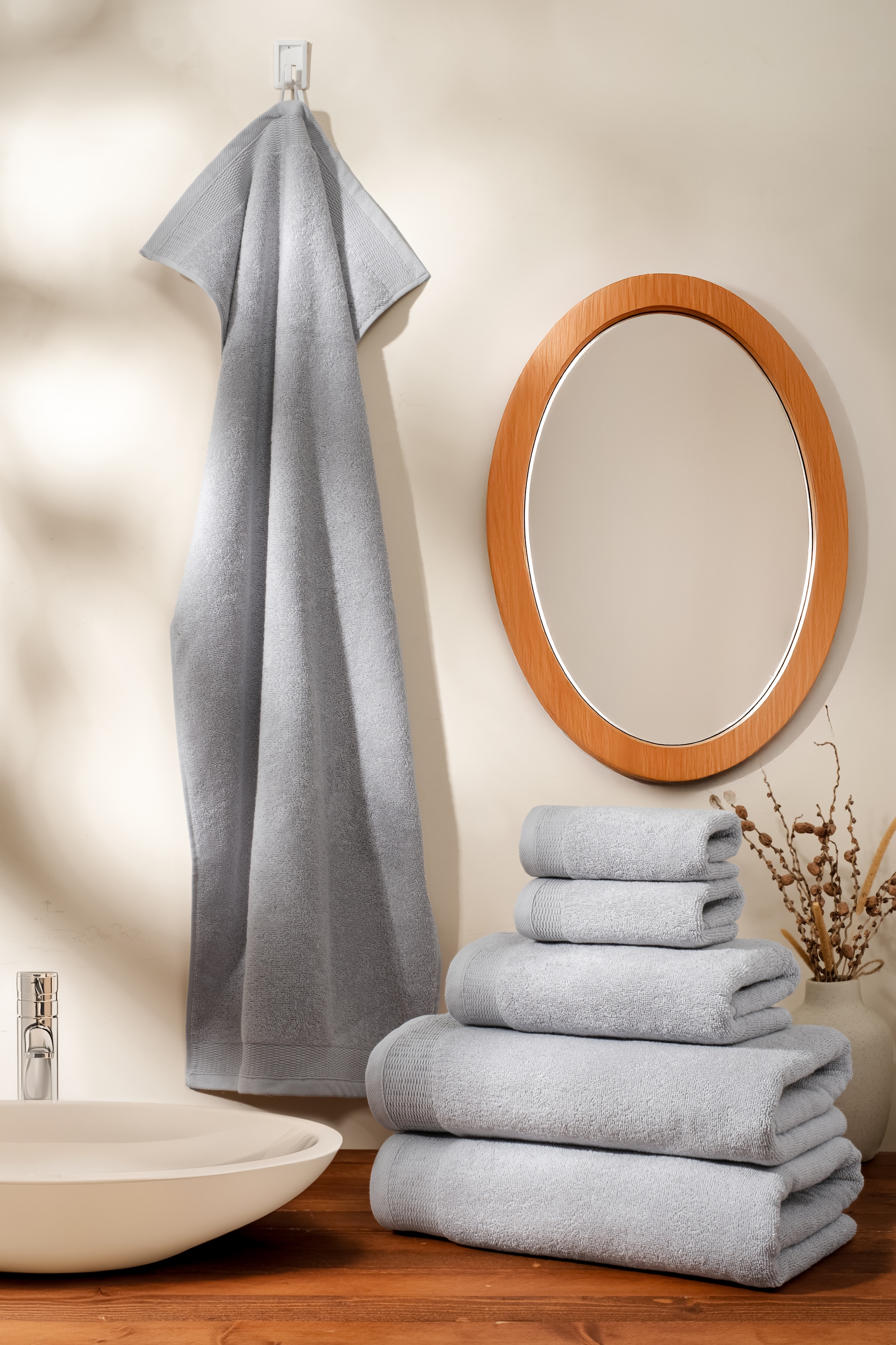 GOODproduct Set de serviettes »Fenya, flauschig und weich, Premium Handtücher, 550 gr/m²« Set 6 cuis Frottee en feutre mit Bordüre, Set, 100% Baumwolle, Hotel-Qualität, 5 Jahre Garantie